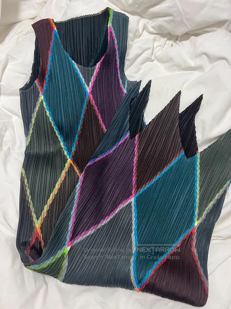 Issey Miyake Issey Miyake Appliqué Argyle Color-Block Dress Size M / US 6-8 / IT 42-44 - 1 Thumbnail