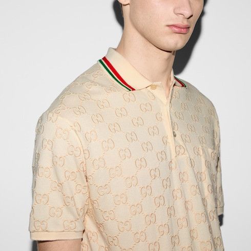 Gucci Gucci Men's Love Parade Monogrammed Cream Polo Shirt Size US L / EU 52-54 / 3 - 4 Thumbnail