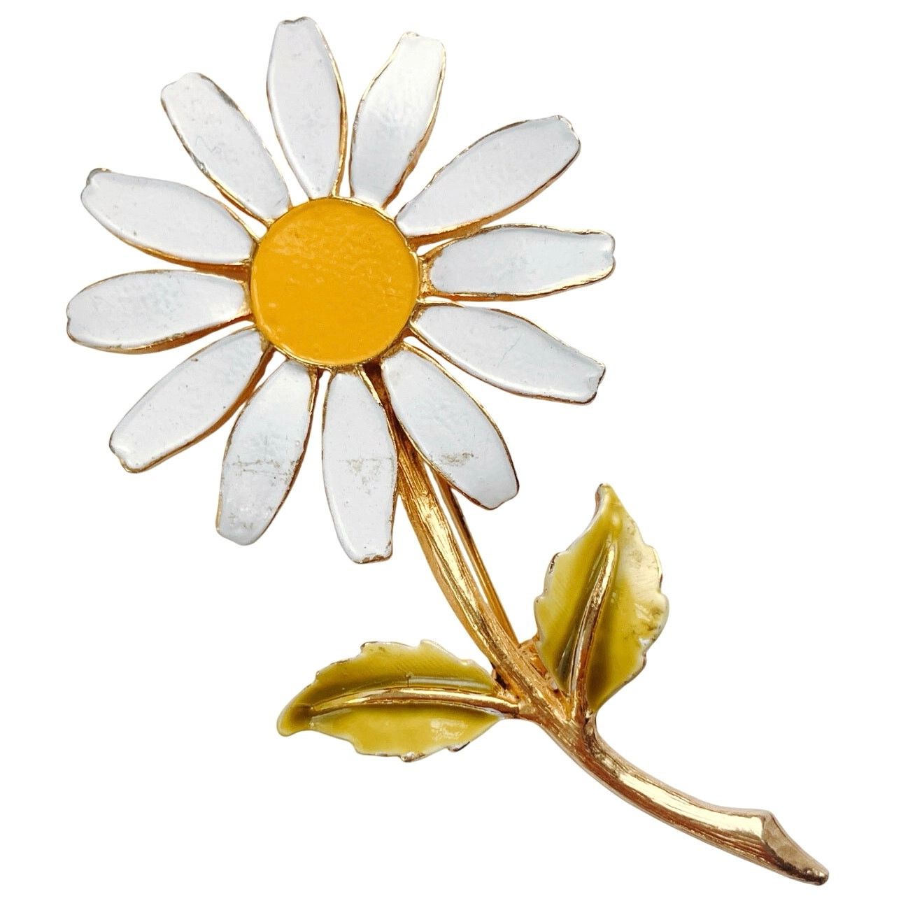Vintage Vintage Signed Accessocraft NYC Enamel Daisy Flower Brooch Size ONE SIZE - 1 Thumbnail