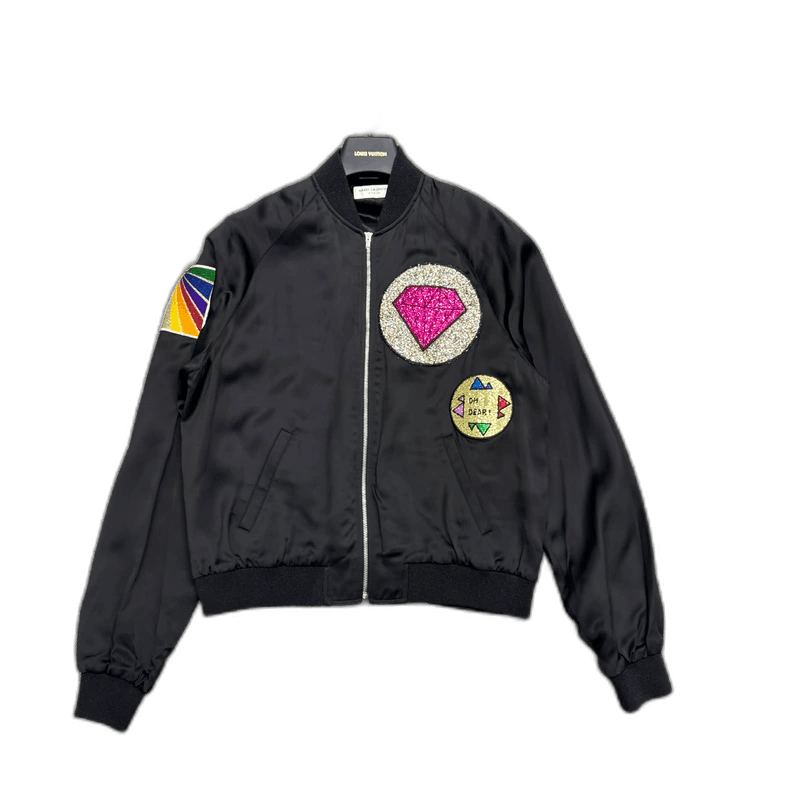 Saint Laurent Paris SLP Black Sequin Diamond Bomber Jacket- Size US M / EU 48-50 / 2 - 1 Thumbnail