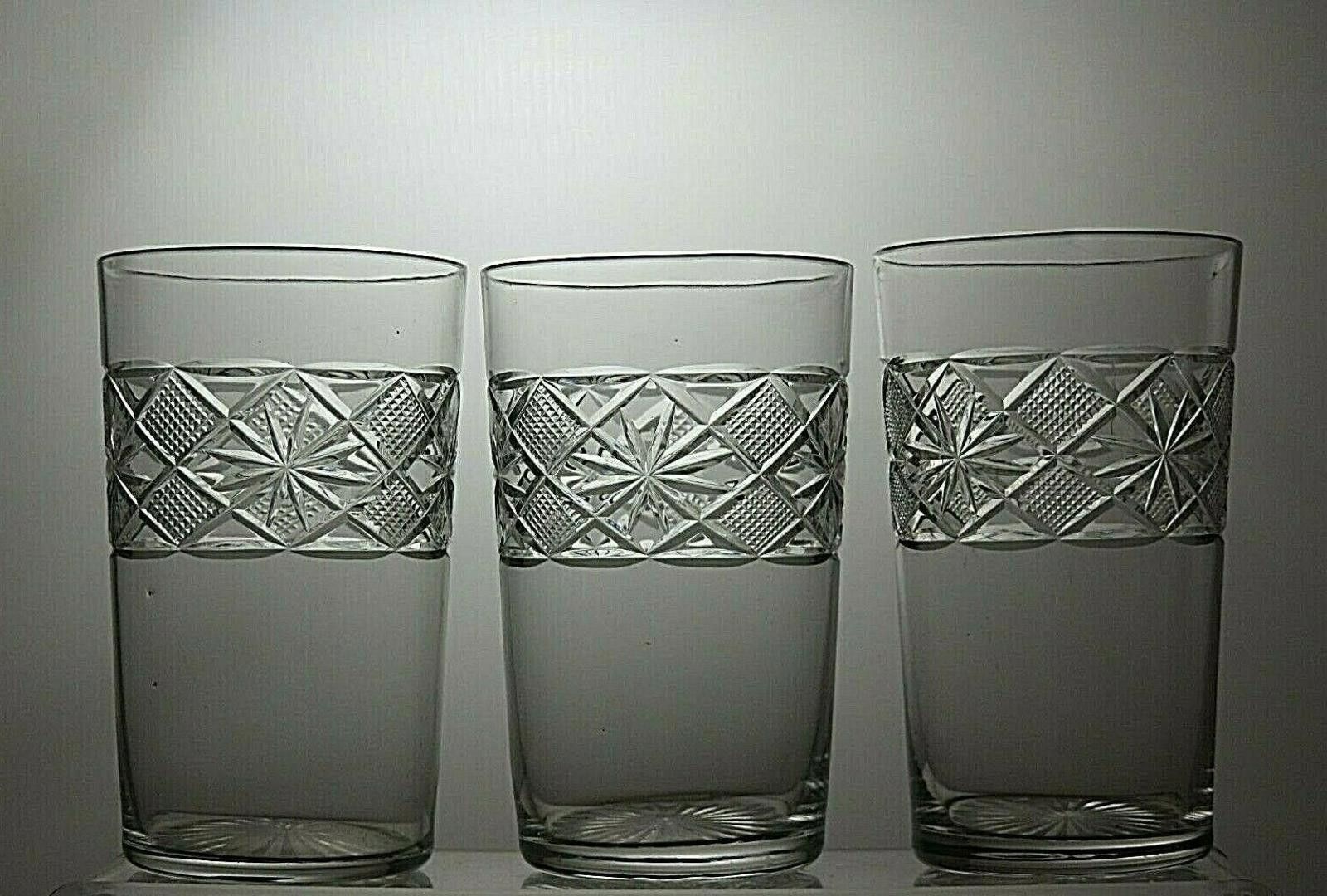 The Unbranded Brand Lead Crystal Hand Cut Glass Set Of 3 Tumblers 4 1/2" Size ONE SIZE - 2 Thumbnail