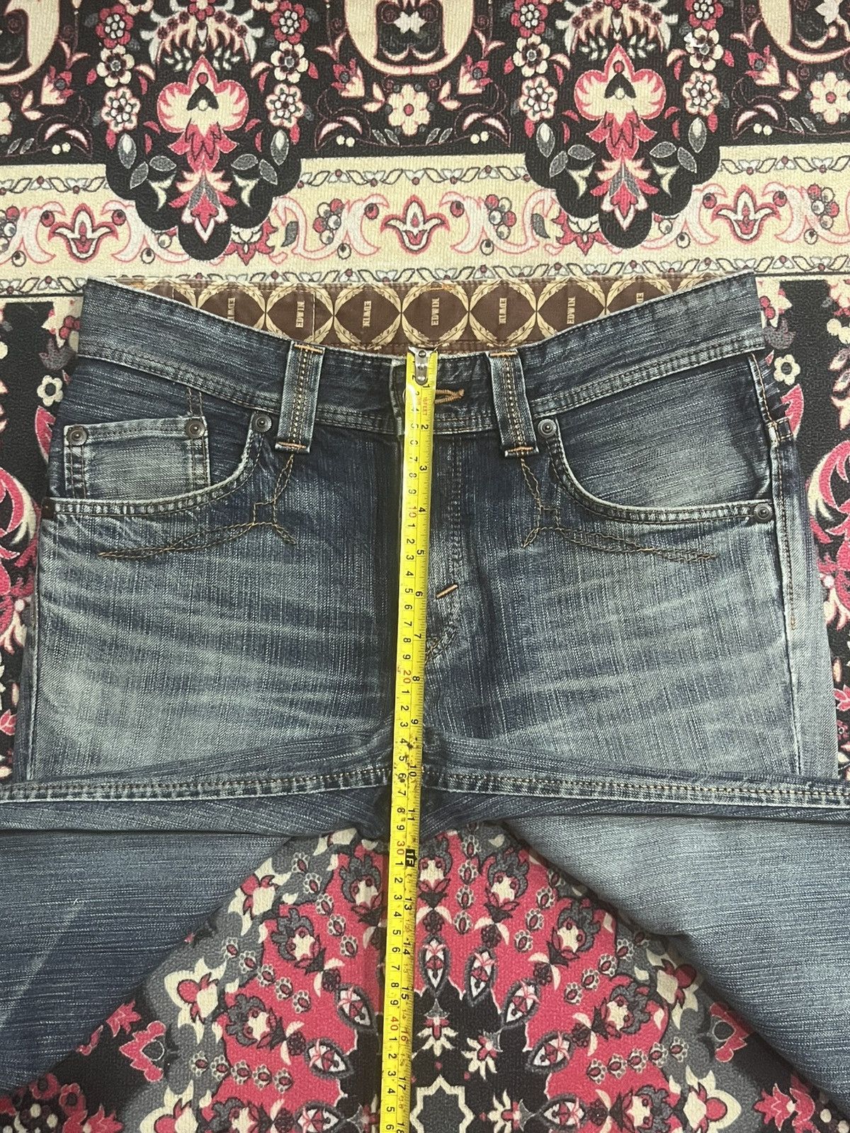 Edwin Vintage Edwin 431 XVS Dark Blue Washed Ripped Flare Jeans Size US 30 / EU 46 - 14 Thumbnail