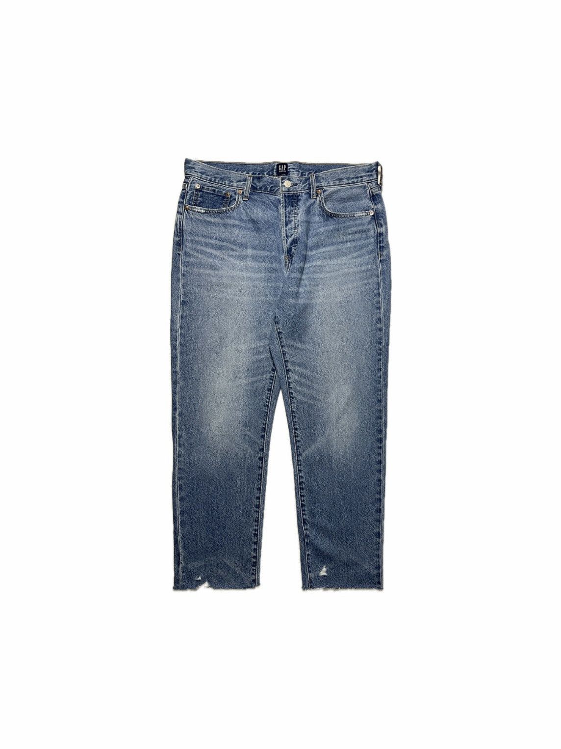 Gap Vintage GAP denim distressed boyfriend blue jeans Size US 31 - 1 Thumbnail