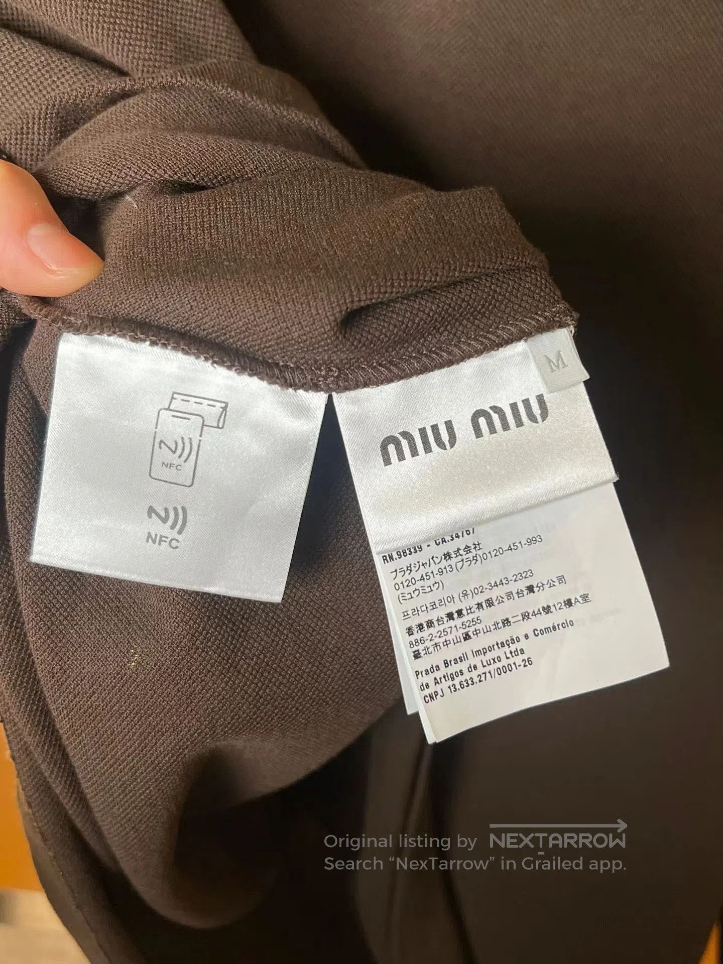 Miu Miu Miumiu Khaki Slogan Long-Sleeve Top. Size M / US 6-8 / IT 42-44 - 4 Thumbnail