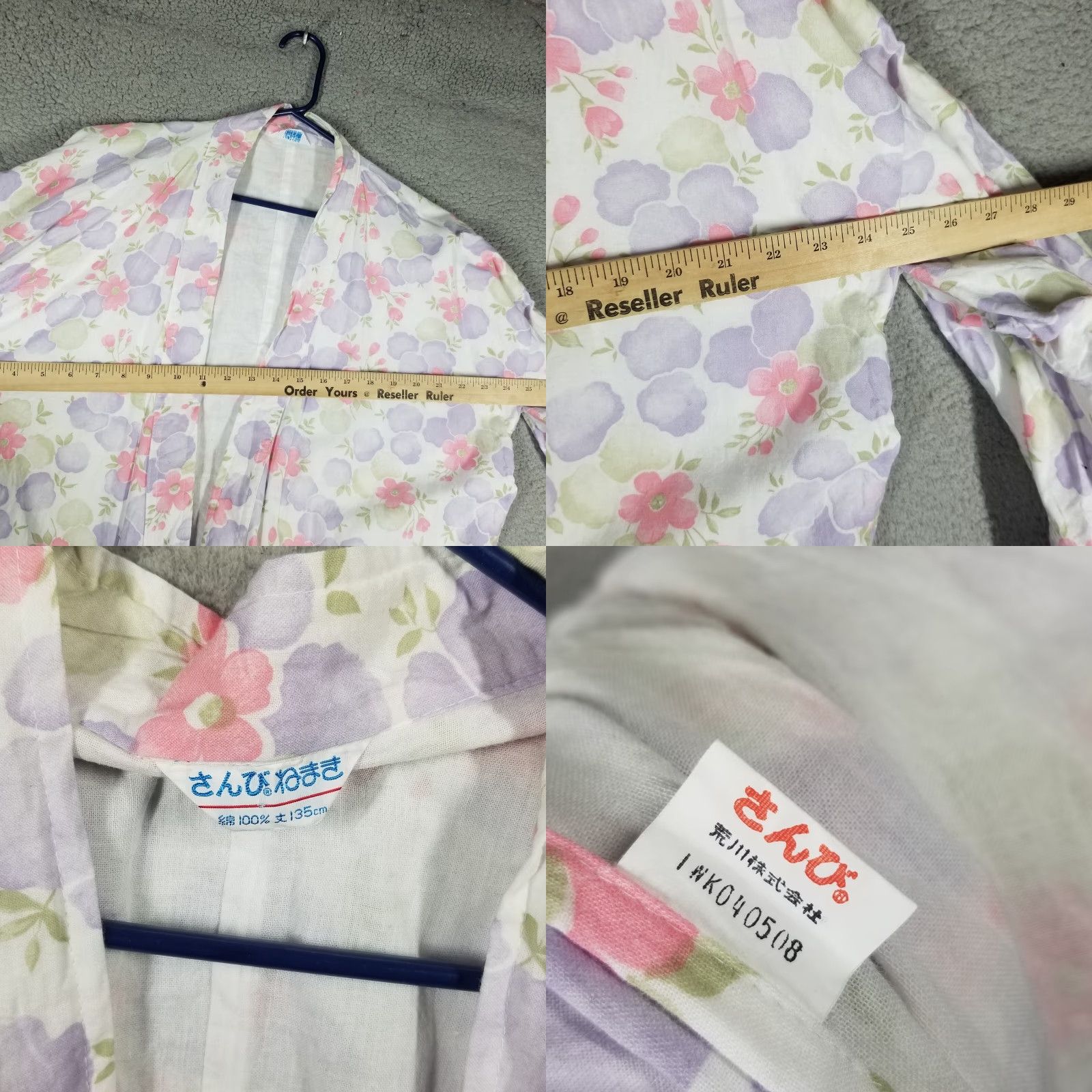 Vintage VINTAGE Japanese Cotton Kimono Robe Women Long Floral Sleepwear One Size Purple White Pink Size ONE SIZE - 8 Thumbnail
