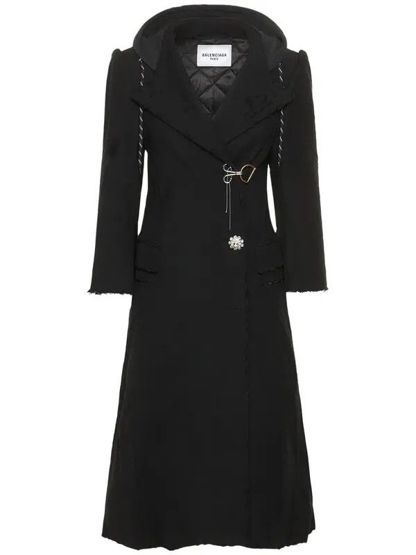 Balenciaga o1y0625 Hooded Coat in Black Size M / US 6-8 / IT 42-44 - 1 Thumbnail