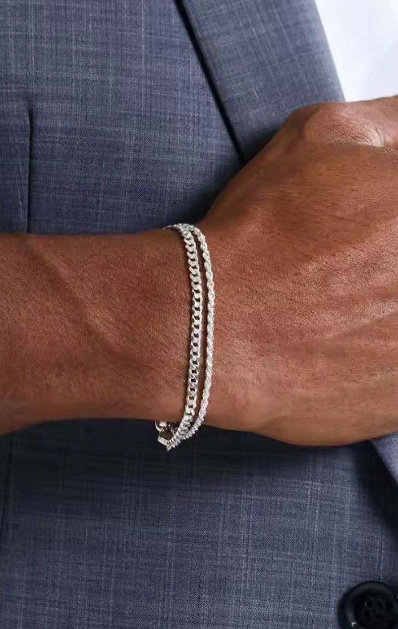 Jewelry Chain Bracelet Set – Double Strand Stylish Link Bracelets Size ONE SIZE - 2 Thumbnail