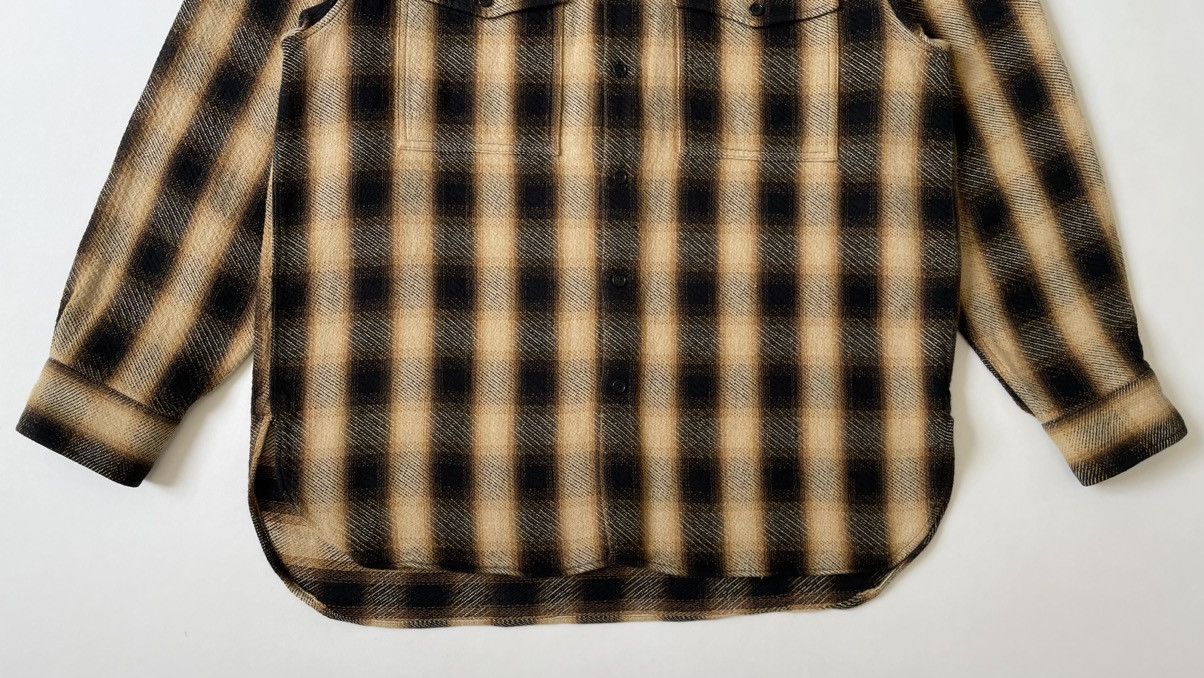 Dries Van Noten Brown Ombre Check Flannel Utility Shirt Size US XL / EU 56 / 4 - 6 Thumbnail