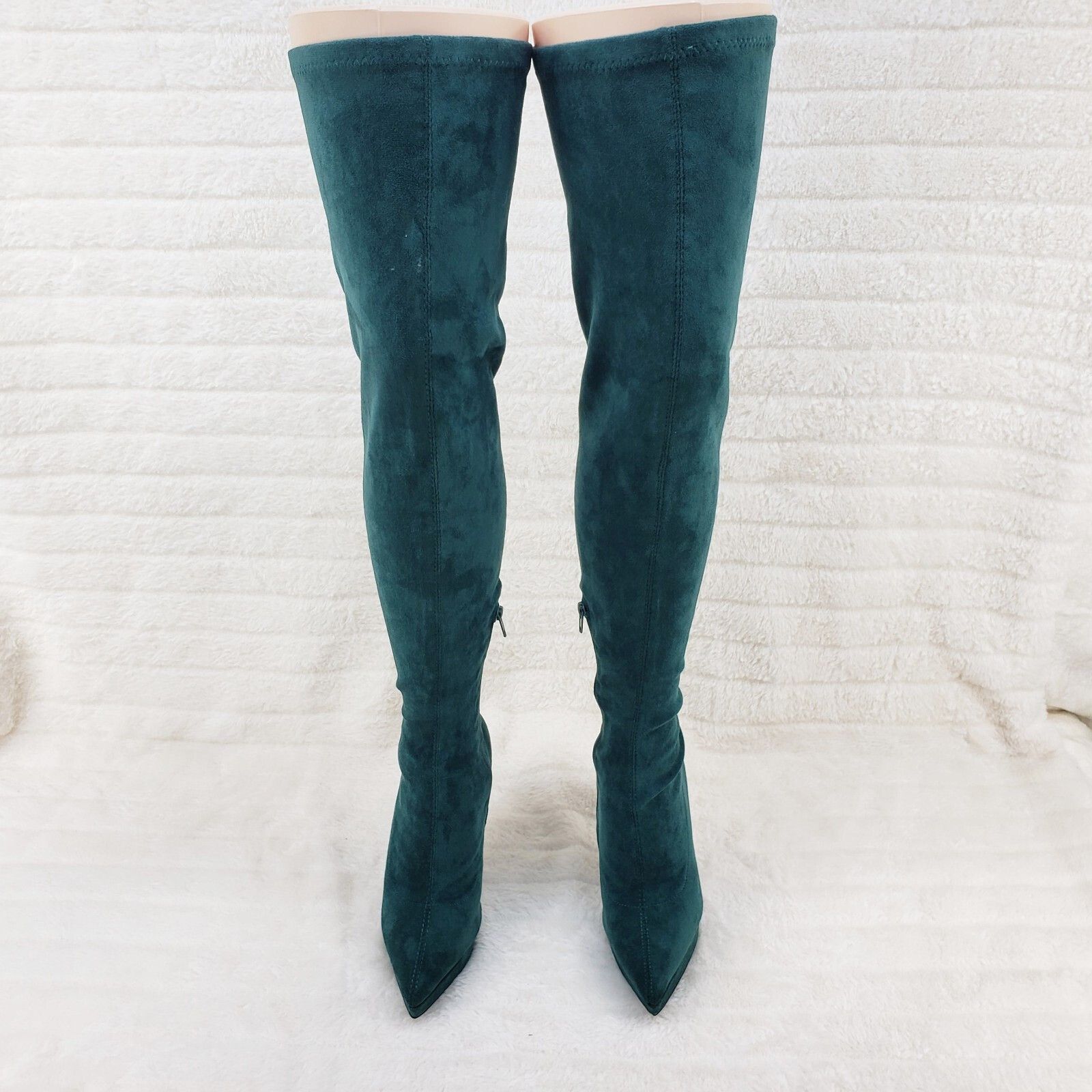 Other Girlz Revenge Faux Stretch Teal Suede High Heel Pointy Toe P Size US 7 / IT 37 - 5 Thumbnail