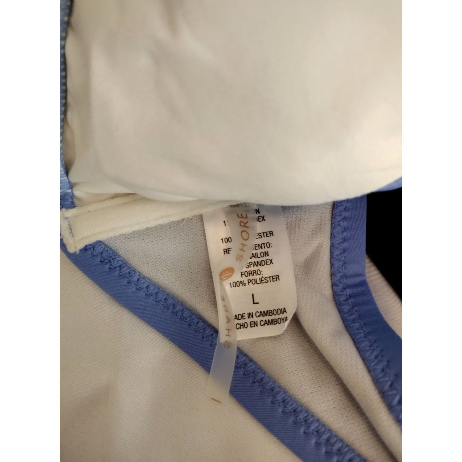 Vintage Shade & Shore Bikini Top Shirt Women L Blue White Strap Twist Padded 12-14 90s Angel theme Size L / US 10 / IT 46 - 5 Thumbnail