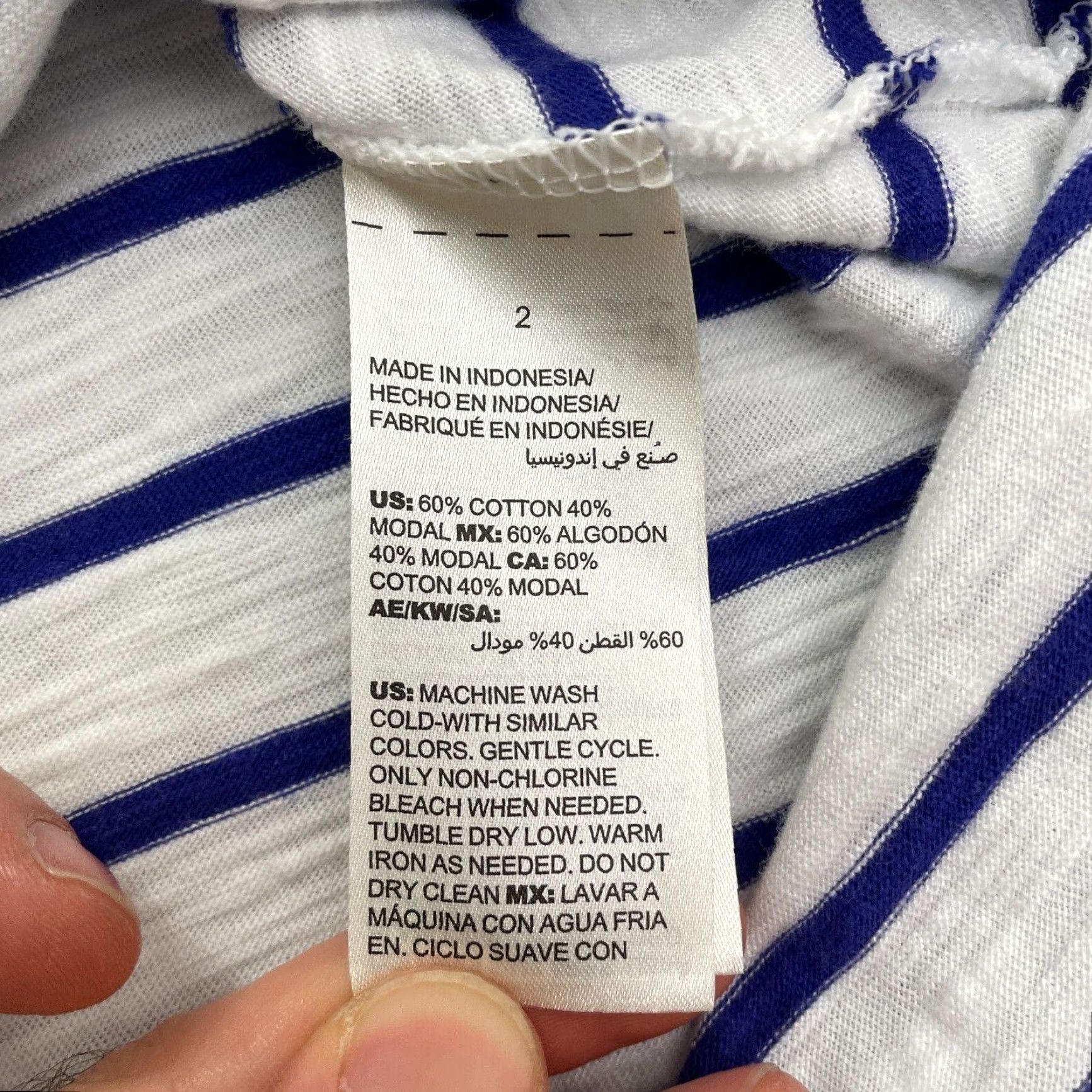 Vintage Chico's Basic Striped Tank Top Women's Medium Blue V-Neck Sleeveless Cotton Blend Casual Size M / US 6-8 / IT 42-44 - 6 Thumbnail