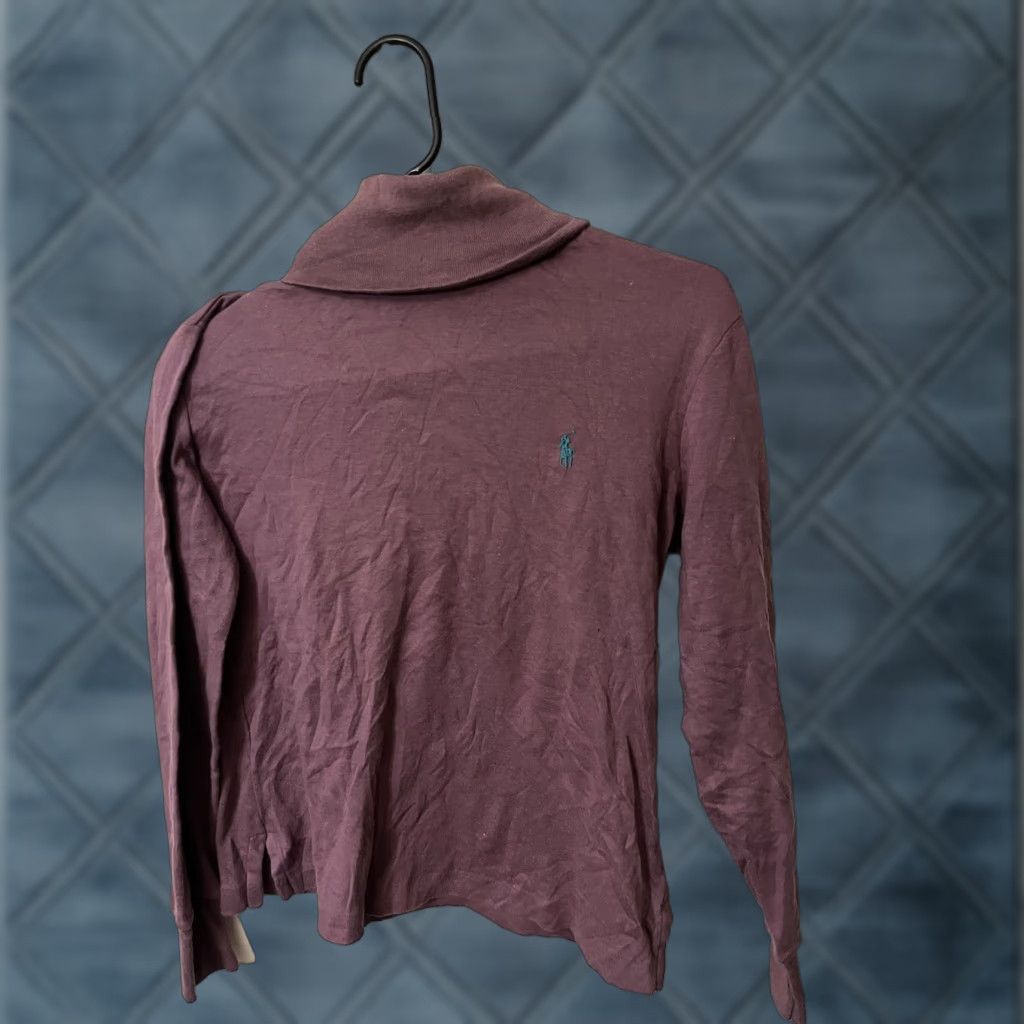 Polo Ralph Lauren VINTAGE Mens Medium Polo Ralph Lauren Pullover Turtleneck Sweatshirt Maroon Polo Ralph Lauren Sweater Cotton Maroon Mens Vintage 90s Size US M / EU 48-50 / 2 - 1 Thumbnail