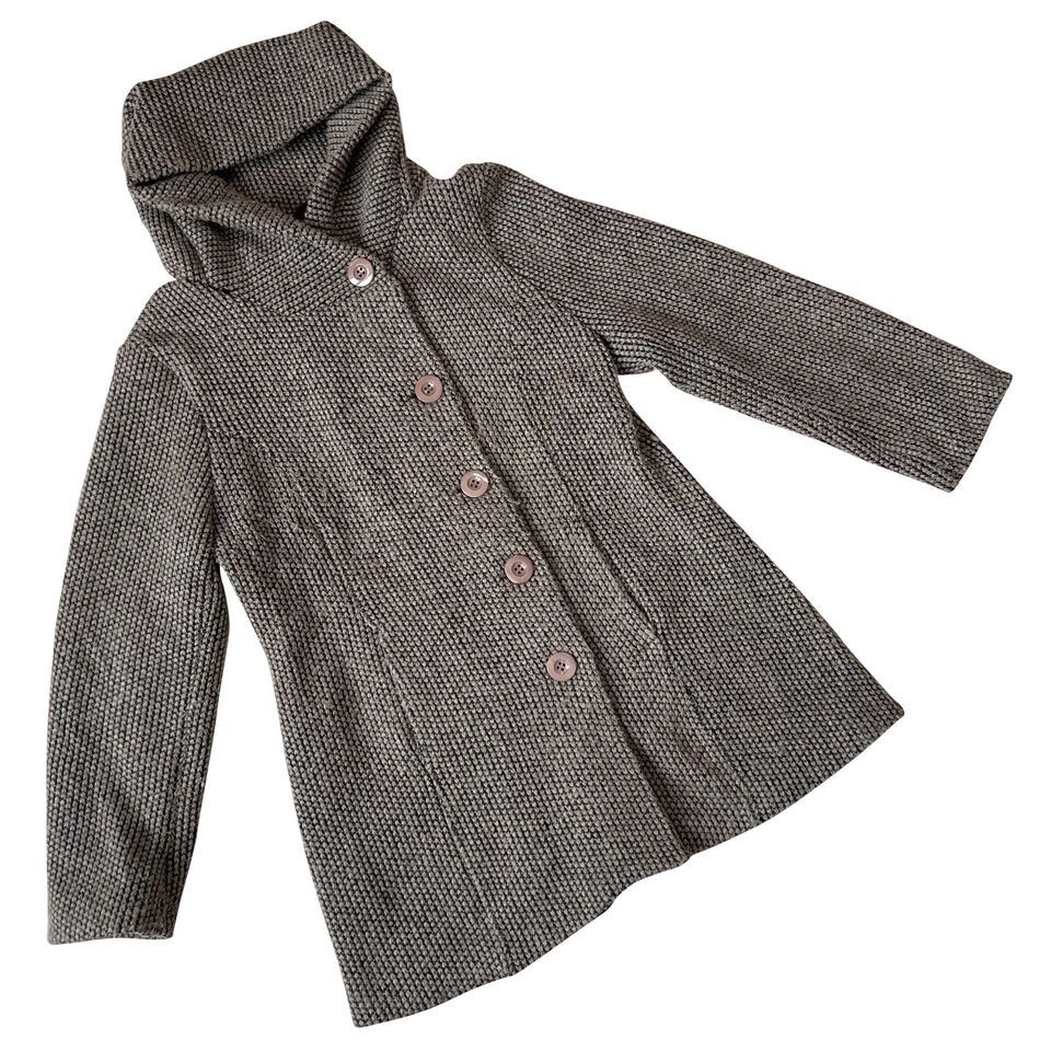 image of Bespoke Sundazed (Italy) Wool Bouclé Swing Coat : L in Beige, Women's (Size Large)
