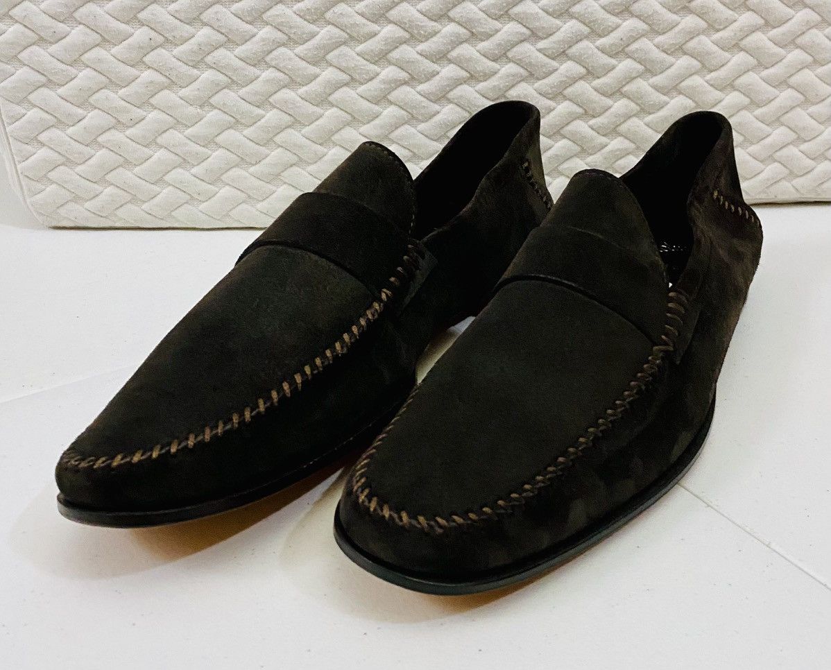 Santoni Santoni Chocolate Suede Tonal Stitched Apron Loafer 12 NEW Size US 12 / EU 45 - 14 Thumbnail
