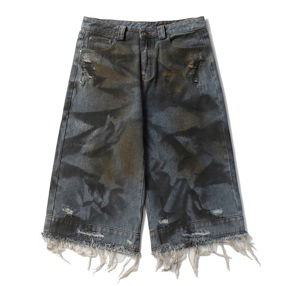 Ripped Frayed Distressed Tassel Blue Jorts Jeans Shorts