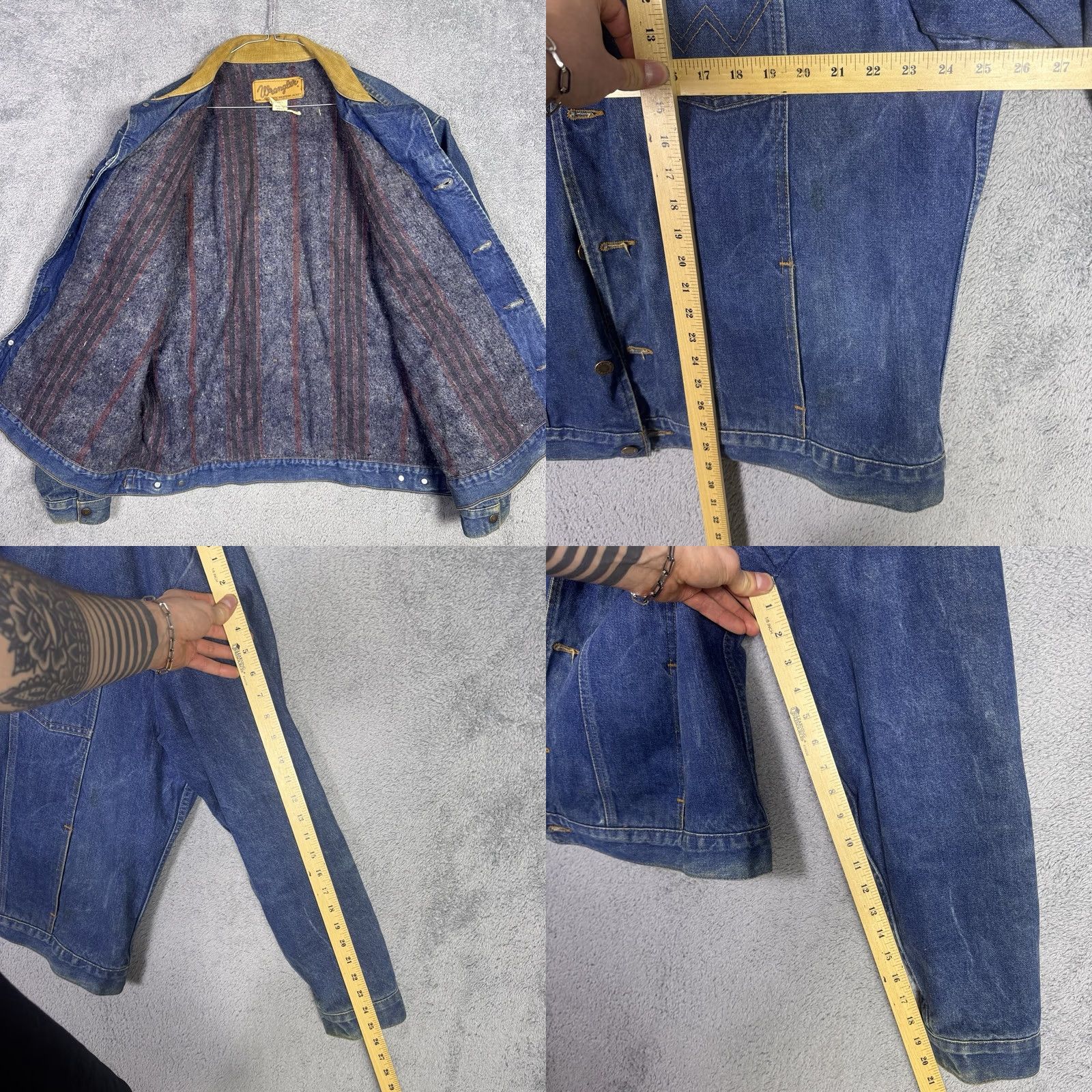 Wrangler VINTAGE Wrangler Denim Jacket Mens 46L Trucker Corduroy Blanket Lined USA Made Denim Jacket Mens 46L Blue Cowboy Western Jacket Mens Size US S / EU 44-46 / 1 - 8 Thumbnail