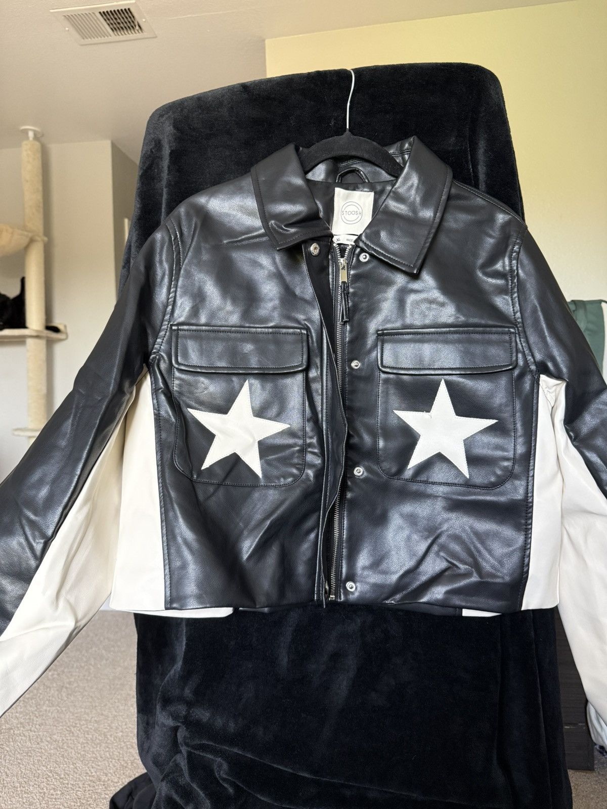 Other Y2K Star Faux Leather Jacket Black White Trucker Streetwear Size US S / EU 44-46 / 1 - 1 Thumbnail