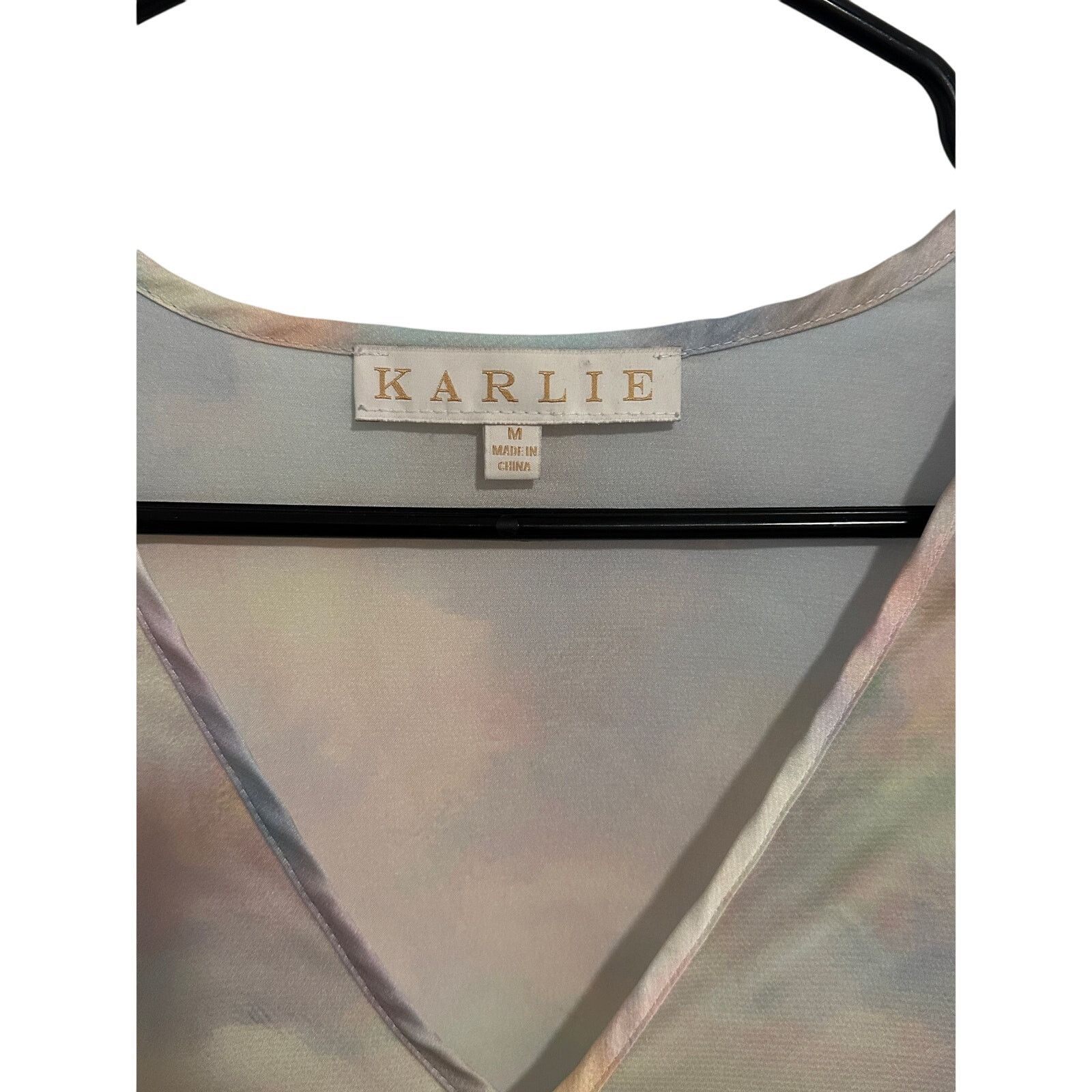 Other KARLIE Tie Dye Multicolor Short Rolled Sleeve V-Neck Blouse Size M / US 6-8 / IT 42-44 - 5 Thumbnail