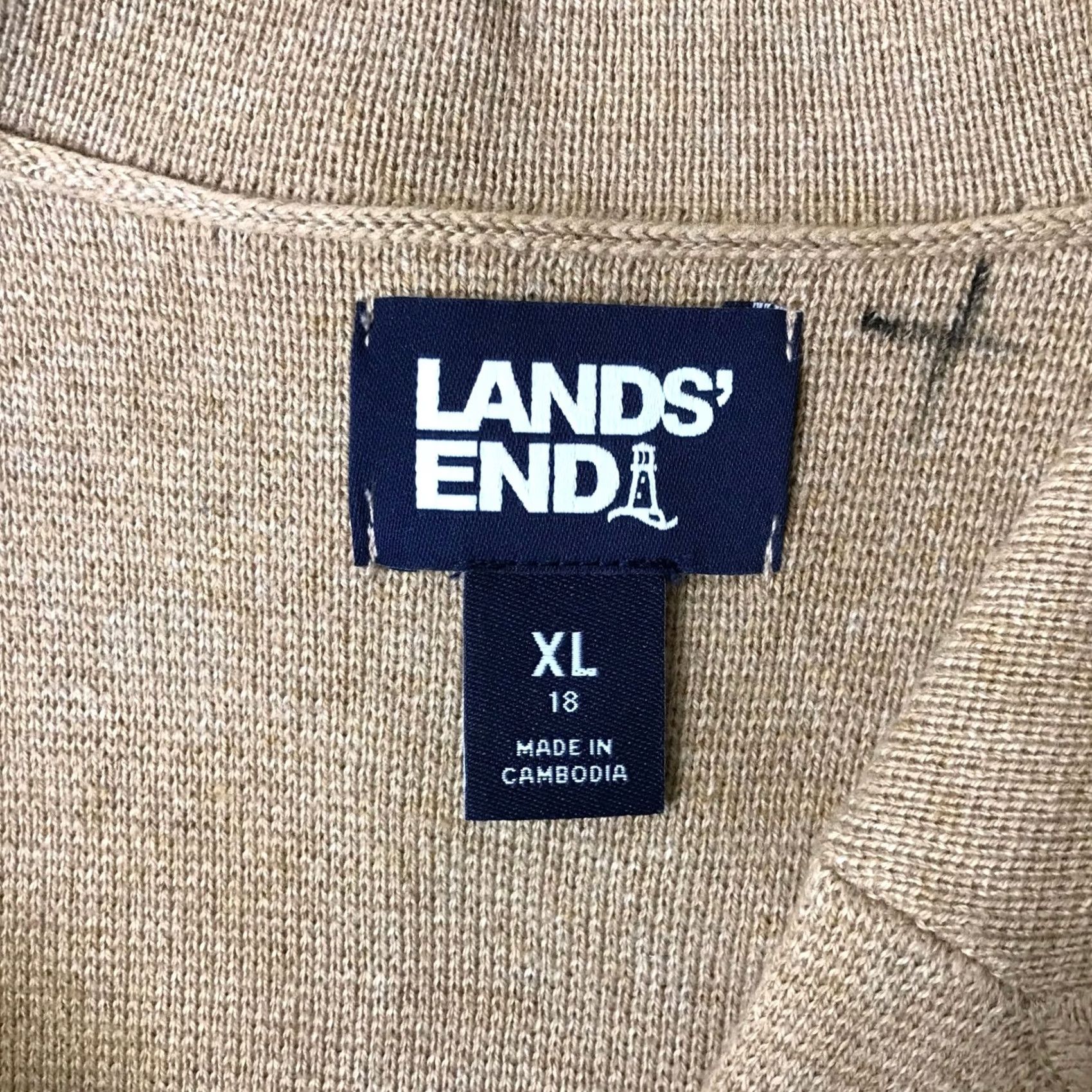 Lands' End Lands End Women Blazer Cardigan Knit Tan Cotton XL Preppy Jacket Womens Size XL / US 12-14 / IT 48-50 - 7 Thumbnail