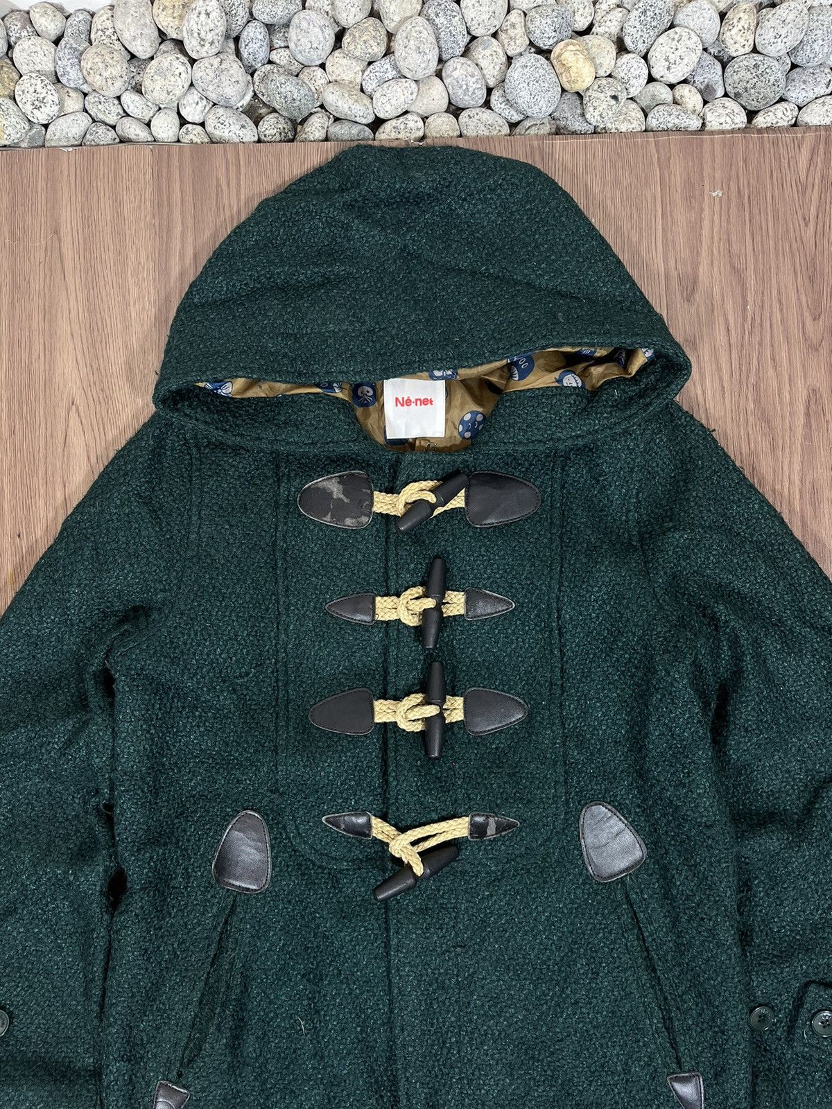 Issey Miyake × Ne-Net Ne-Net Green Wool Duffle Coat Size US L / EU 52-54 / 3 - 3 Thumbnail