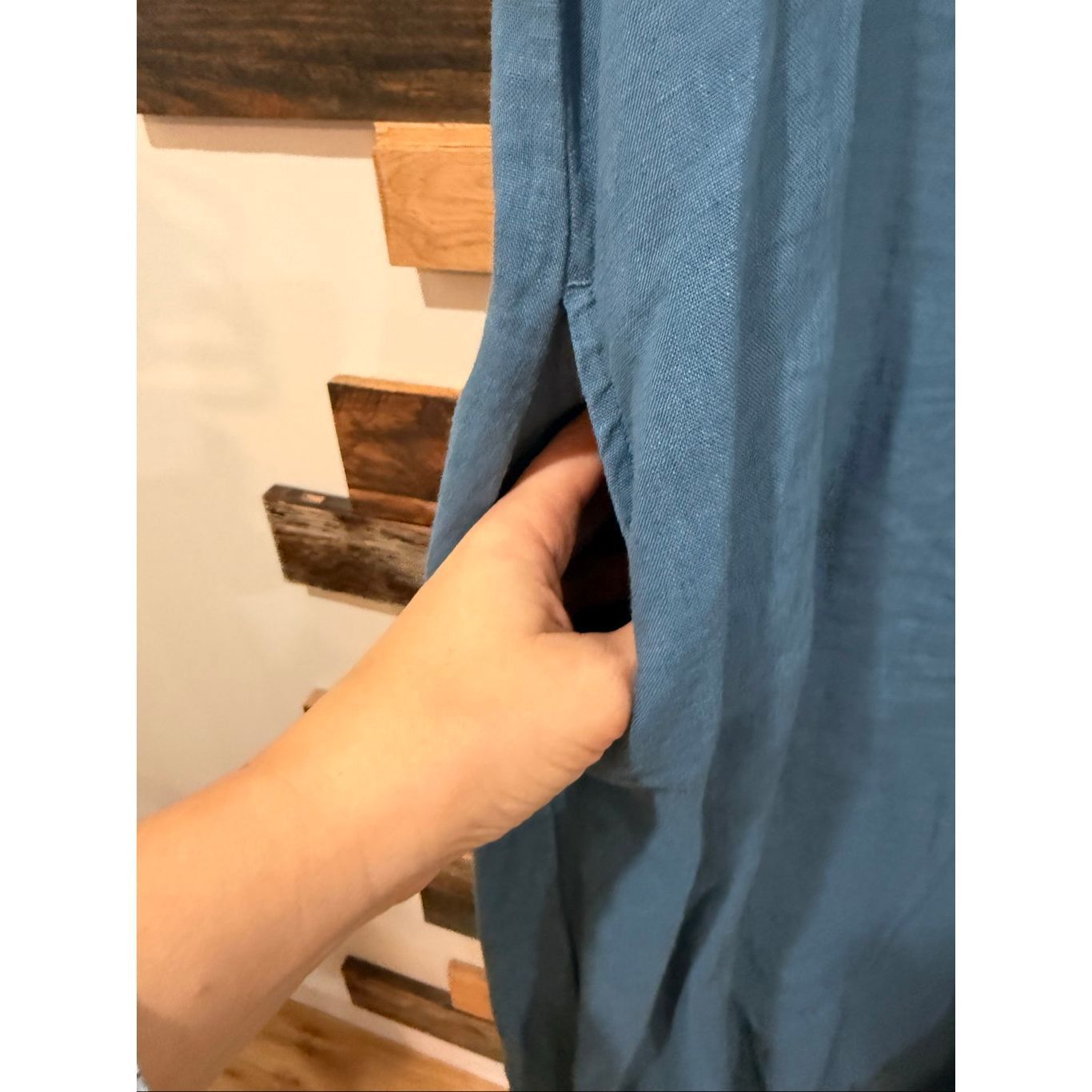 Linea Grizas linen blue dress pockets size Large Size L / US 10 / IT 46 - 5 Thumbnail