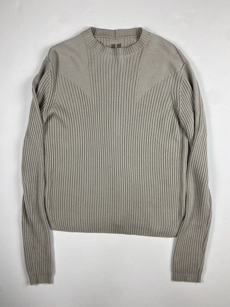 image of Rick Owens Phlegethon Geometric Sweater in Pearl Grey, Men's (Size Small)