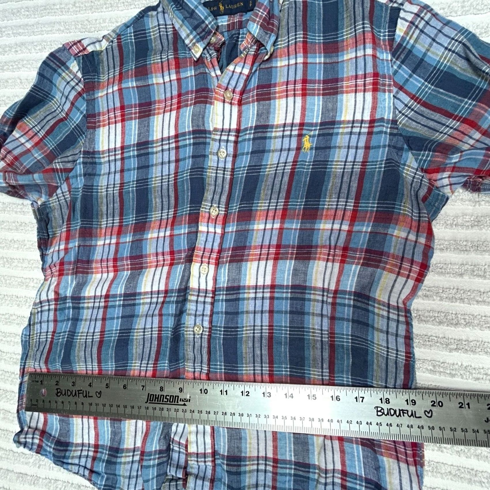 Ralph Lauren Ralph Lauren Mens Button Down Short Sleeve Linen Plaid Shirt Multicolor Sz Small Size US S / EU 44-46 / 1 - 7 Thumbnail