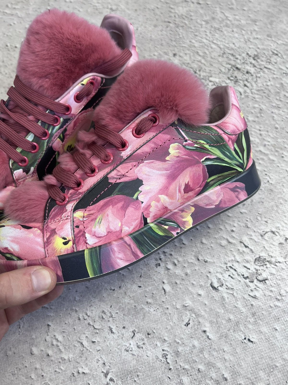 Designer × Dolce & Gabbana FINAL DROP💣💣Dolce & Gabbana FUR FLORAL LEATHER Sneakers Size US 5.5 / IT 35.5 - 9 Thumbnail