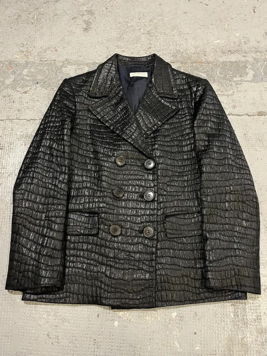 Dries Van Noten Dries van Noten Crocodile Effect Quilted Black Blazer Size XS / US 0-2 / IT 36-38 - 1 Thumbnail