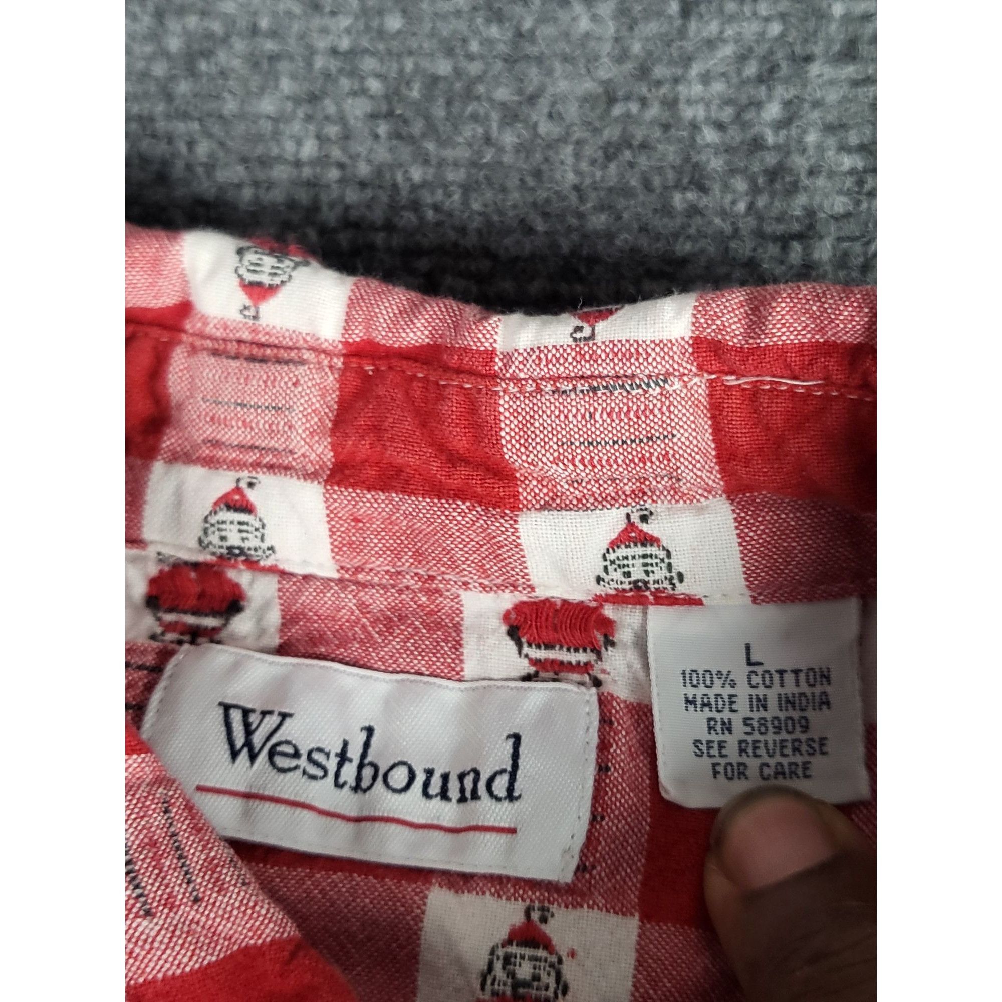 Vintage Vintage 90s Westbound Plaid Gingham Santa Button Down Shirt Size L / US 10 / IT 46 - 7 Thumbnail