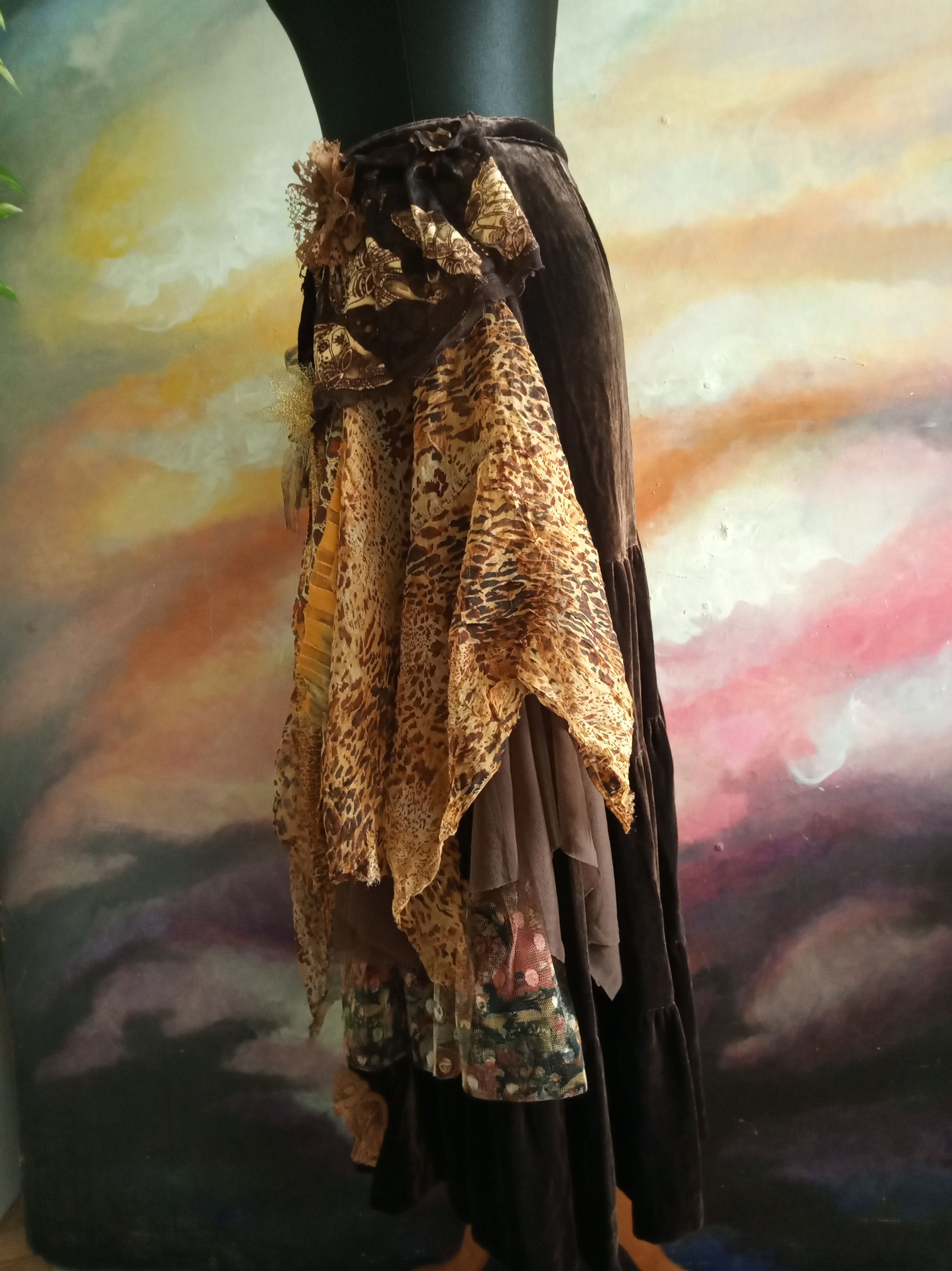 Handmade Maxi Velvet Art Skirt Size 32" / US 10 / IT 46 - 13 Thumbnail