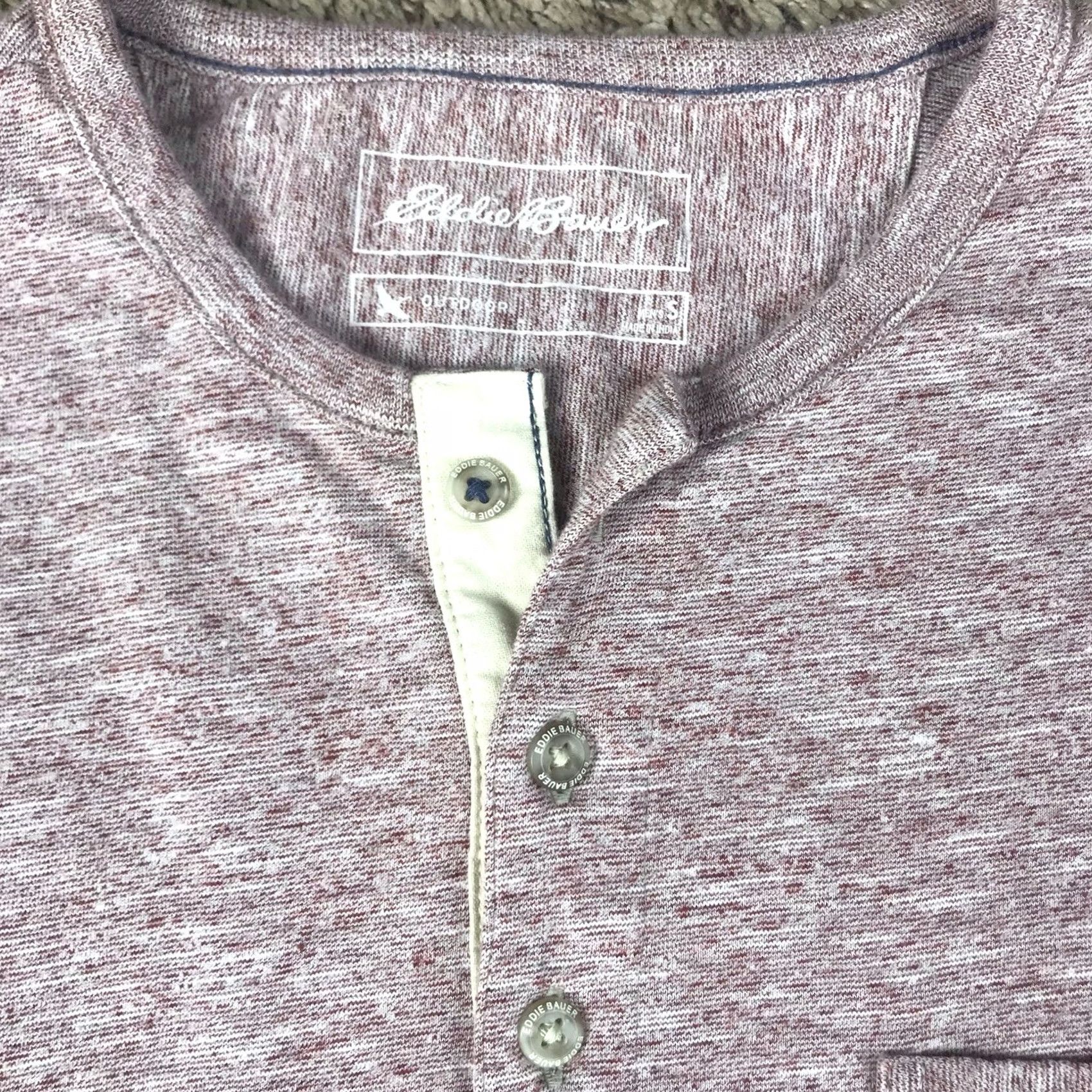 Eddie Bauer Eddie Bauer Henley Shirt Mens Small Red Front Pocket Outdoor T-Shirt Heathered Knit 100% Cotton Regular Short Sleeve Size US S / EU 44-46 / 1 - 6 Thumbnail