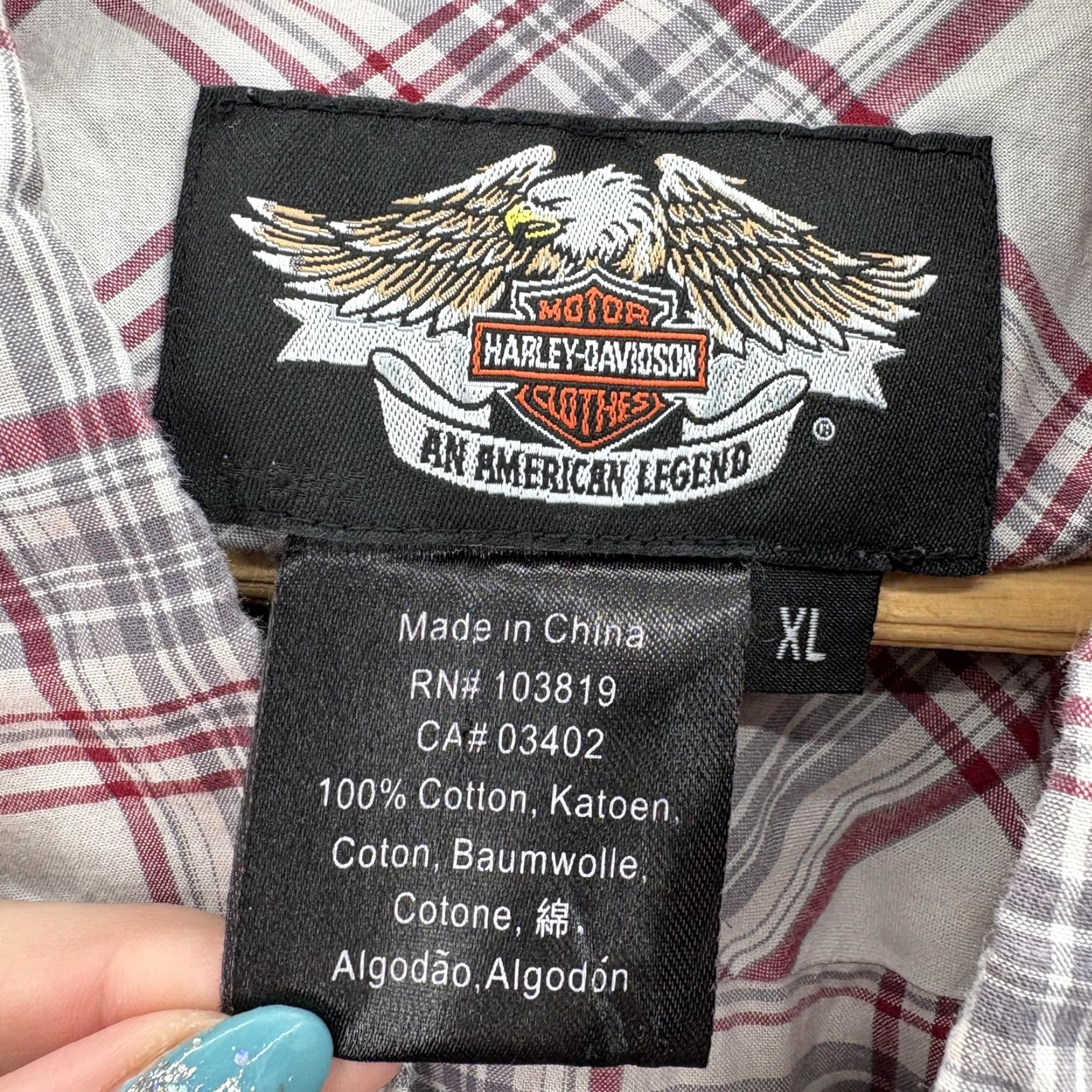 Harley Davidson VINTAGE Harley-Davidson Shirt Mens XL Gray Red Plaid Short Sleeve Button Front Biker Y2K Size US XL / EU 56 / 4 - 4 Thumbnail