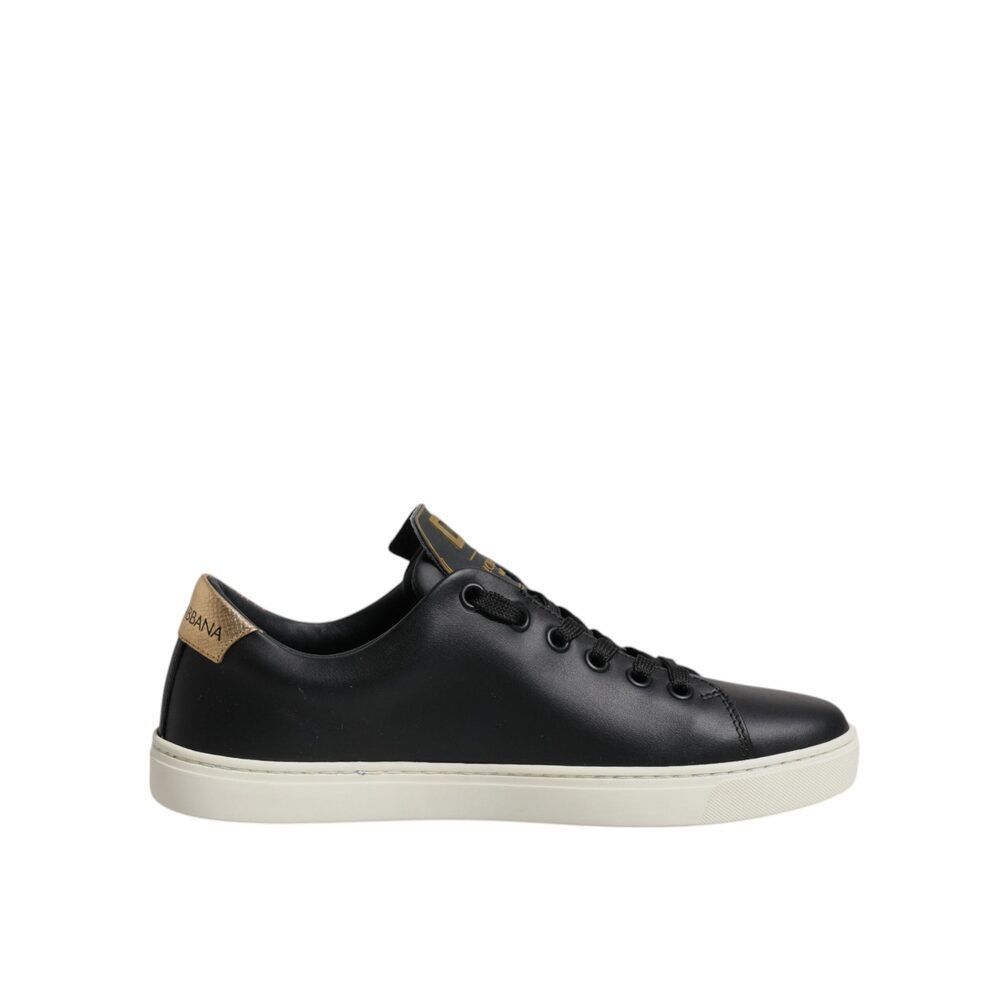 Dolce & Gabbana Dolce & Gabbana Black Leather Gold Red Heart Sneakers Shoes Size US 5 / IT 35 - 7 Thumbnail