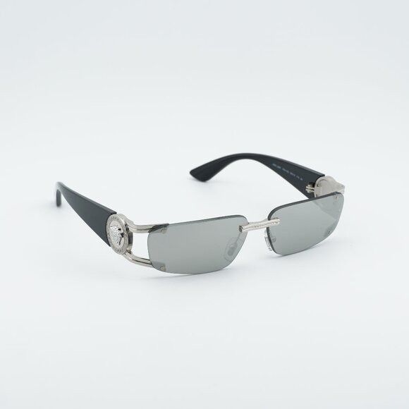 Versace VE2291 10016G Sunglasses Silver/Black Rectangle Fram 