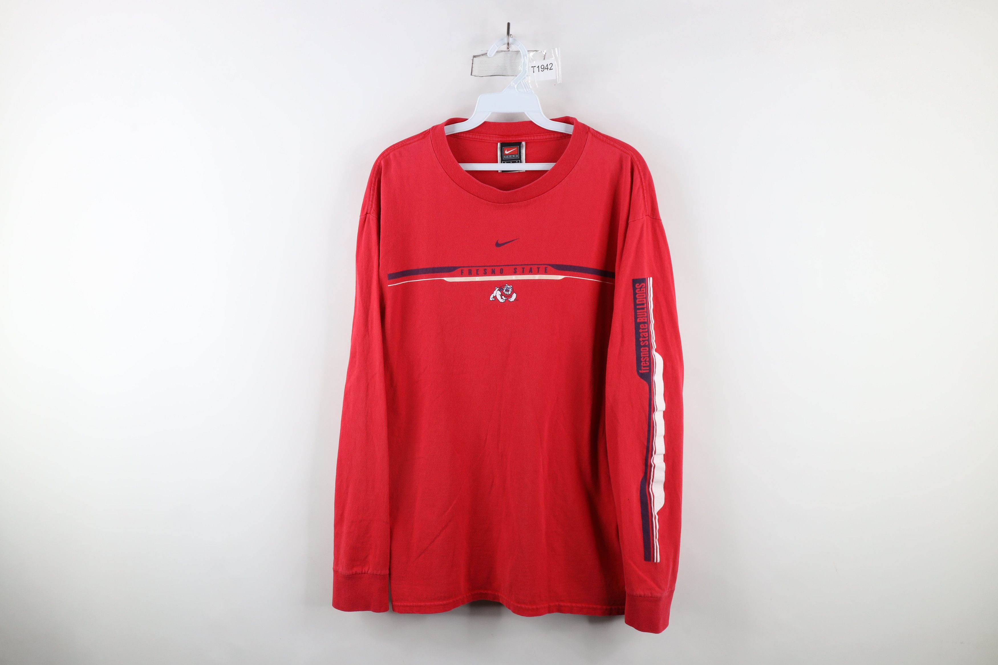 Nike × Vintage Vintage Nike Swoosh Fresno State Long Sleeve T-Shirt Red Size US M / EU 48-50 / 2 - 1 Thumbnail