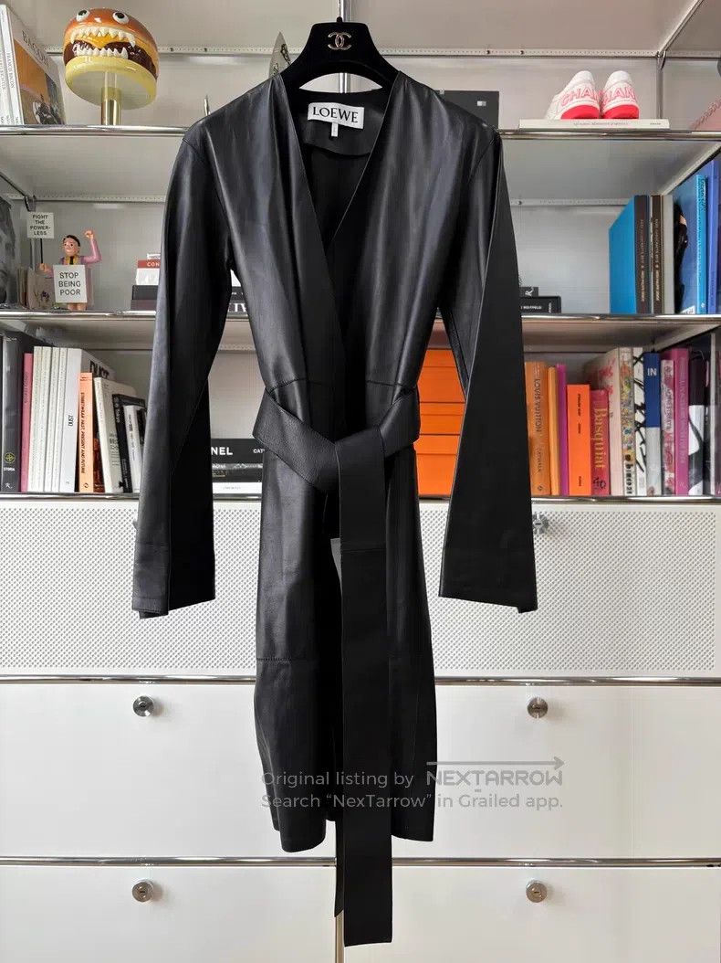 Loewe Loewe Soft lamb leather trench coat, black V-neck with tie Size XXS / US 00 / IT 34 - 1 Thumbnail
