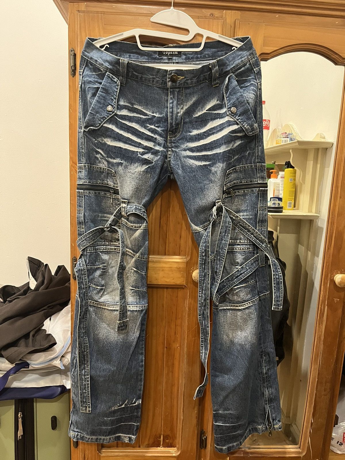 Japanese Brand Japanese brand TOPISM denim flared pants lace-up punk Size US 32 / EU 48 - 1 Thumbnail