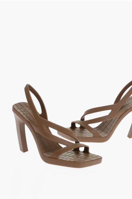image of Bottega Veneta Rubber Jimbo Sandals Heel Shoes 11 Cm in Brown, Women's (Size 9)