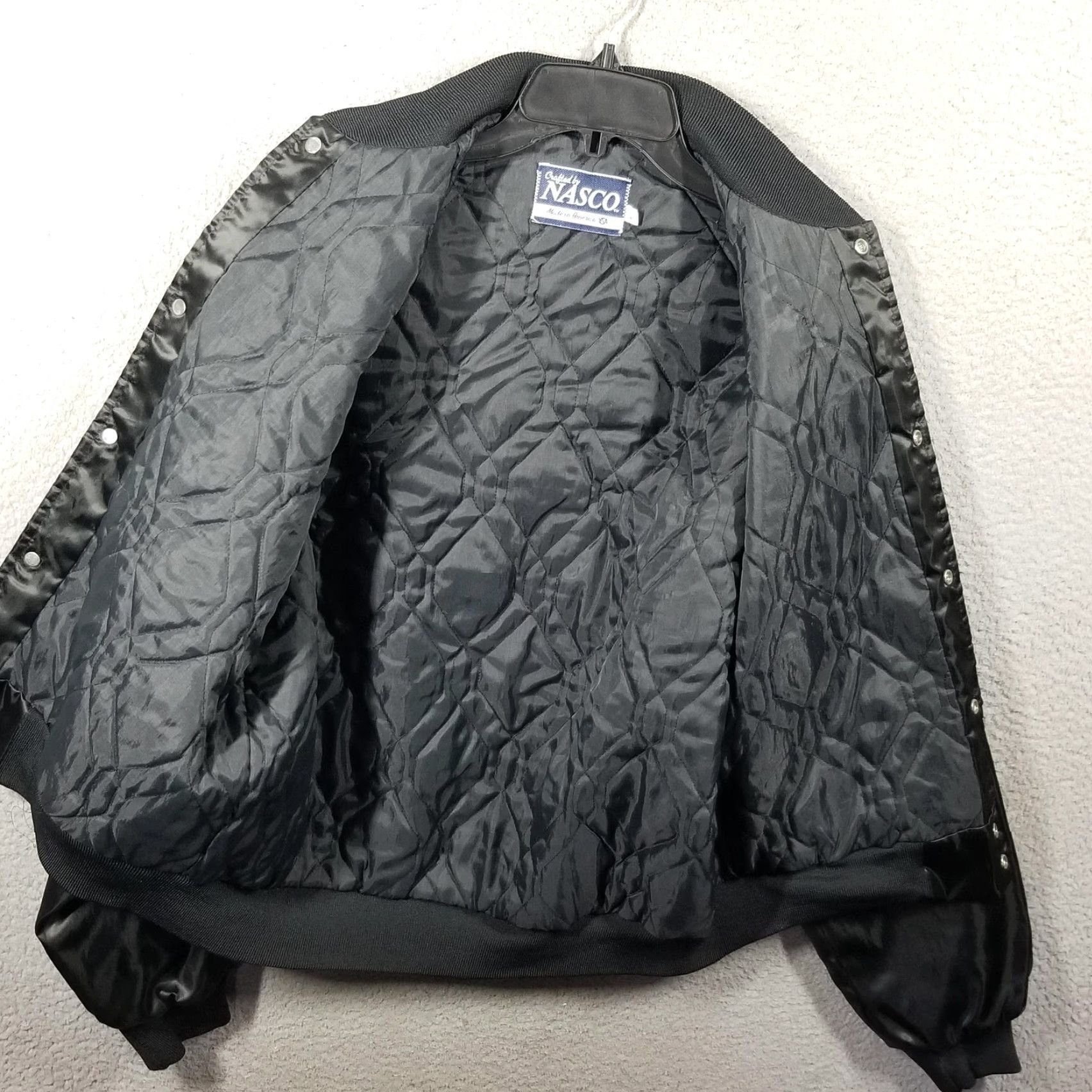 Vintage VINTAGE Nasco Black Satin Bomber Jacket Men Large 90s Bradshaw Bears Army Music Size US L / EU 52-54 / 3 - 4 Thumbnail