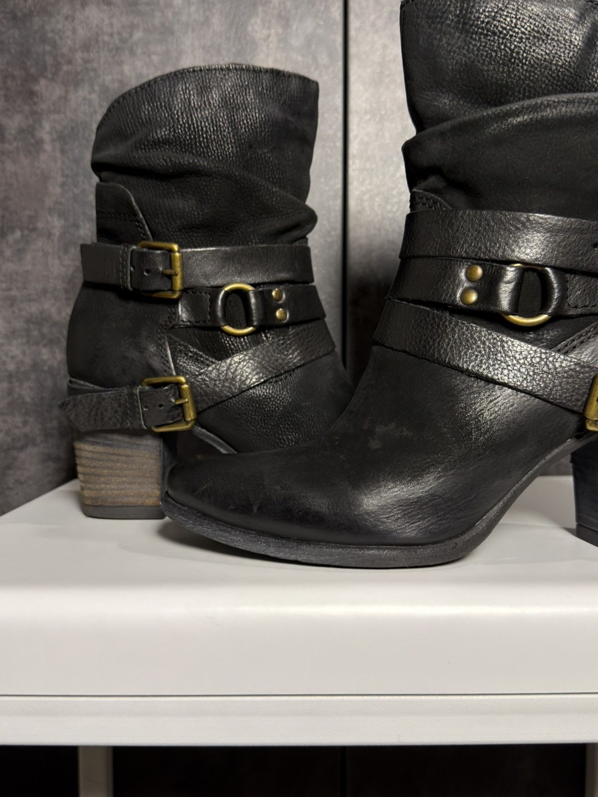 Vintage Vintage Leather Belted Heels Boots Western Owens Dirk Yohji Size US 9 / IT 39 - 3 Thumbnail