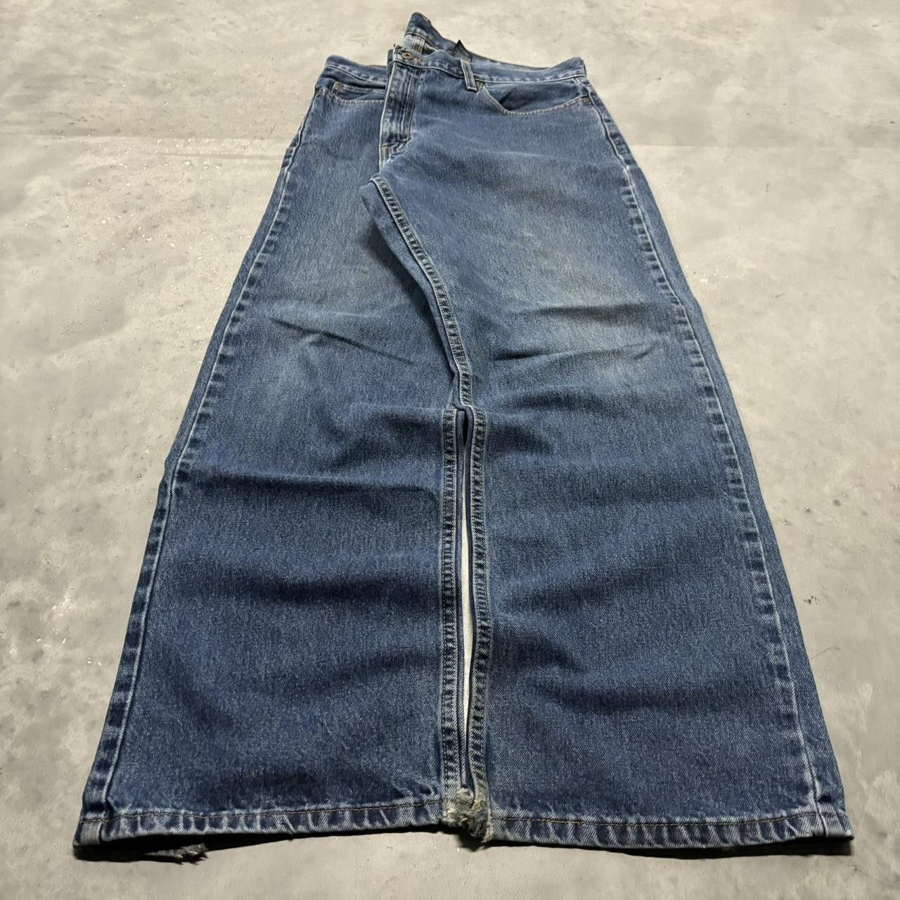 Japanese Brand × Vintage Crazy Vintage Y2K/2000s Baggy Medium Wash Skater Denim Jeans! Size US 38 / EU 54 - 3 Thumbnail