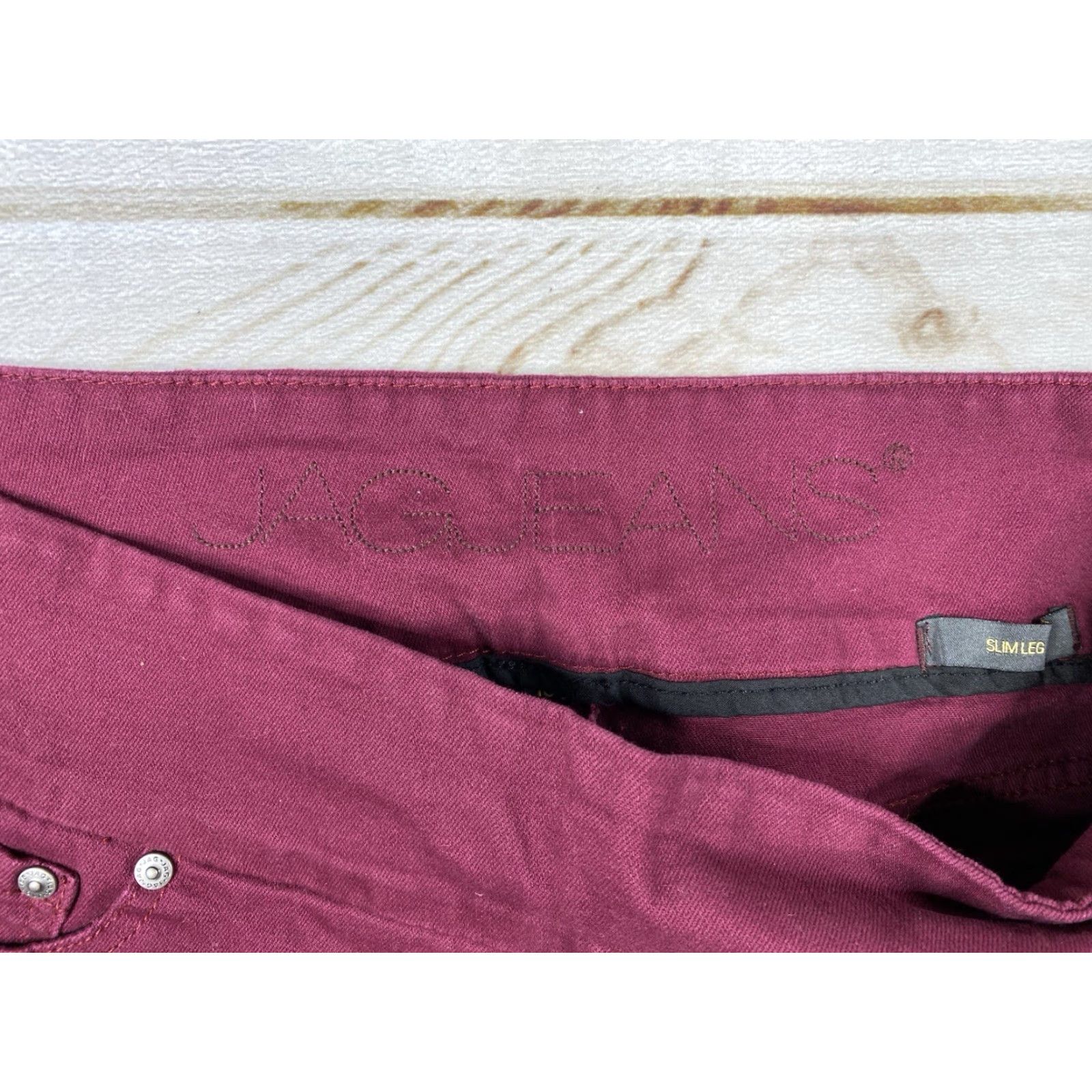 AG Jeans VINTAGE Jag Jeans Womens 16 Burgundy Slim Leg Pull On Stretch Pants Hi Rise Elastic NWT Size 24" / US 00 / IT 34 - 7 Thumbnail