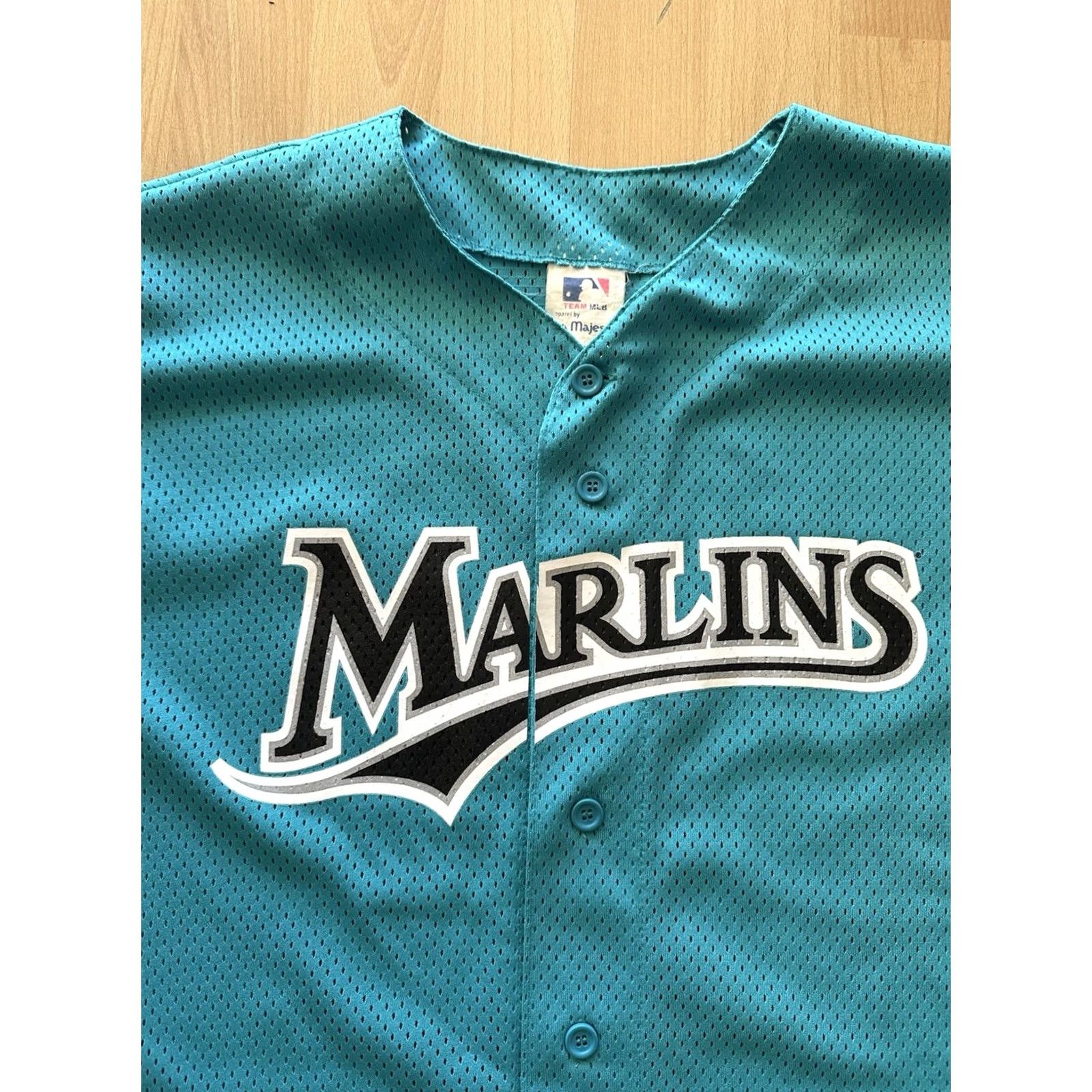 MLB VINTAGE Majestic Florida Marlins Baseball Jersey Shirt 2XL Mens Teal Blue 90s MLB TEAM Mens Size US XXL / EU 58 / 5 - 3 Thumbnail