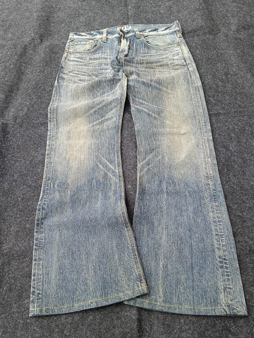 Edwin 🔥 Edwin 503 Flare Denim – Heavy Fade & Rare Vintage Look Size US 34 / EU 50 - 1 Thumbnail