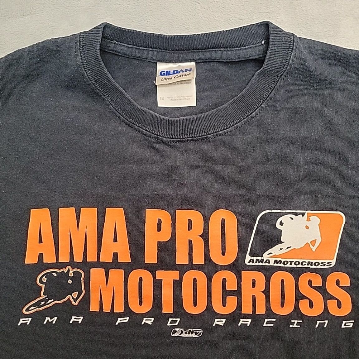 Gildan VINTAGE AMA Pro Shirt Mens Medium Black Motocross Racing Moto Cross Race UAS Flag TEE Size US M / EU 48-50 / 2 - 2 Thumbnail