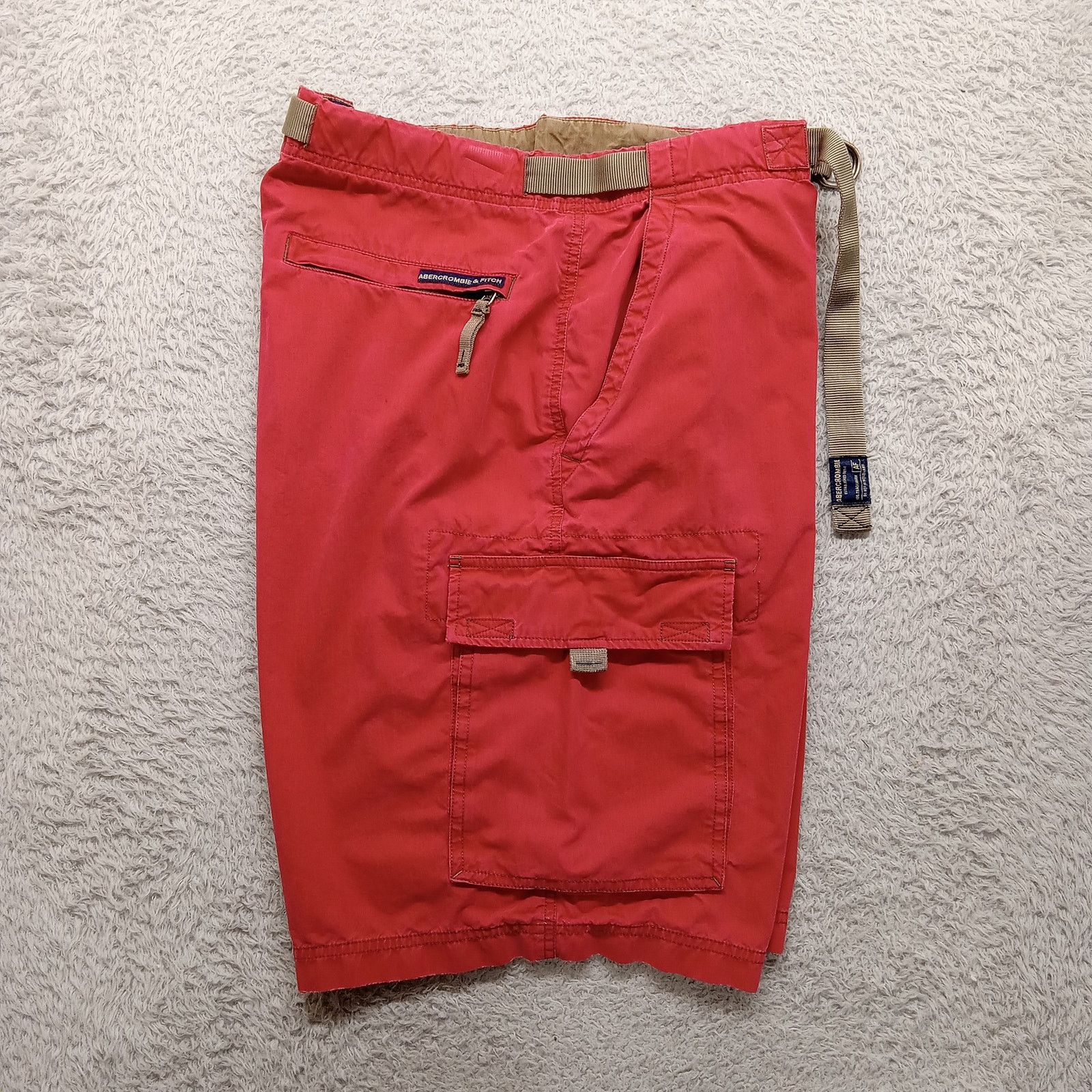 Abercrombie & Fitch Abercrombie And Fitch Cargo Shorts M Mens Baggy Y2K Belt Red Size US 34 / EU 50 - 4 Thumbnail