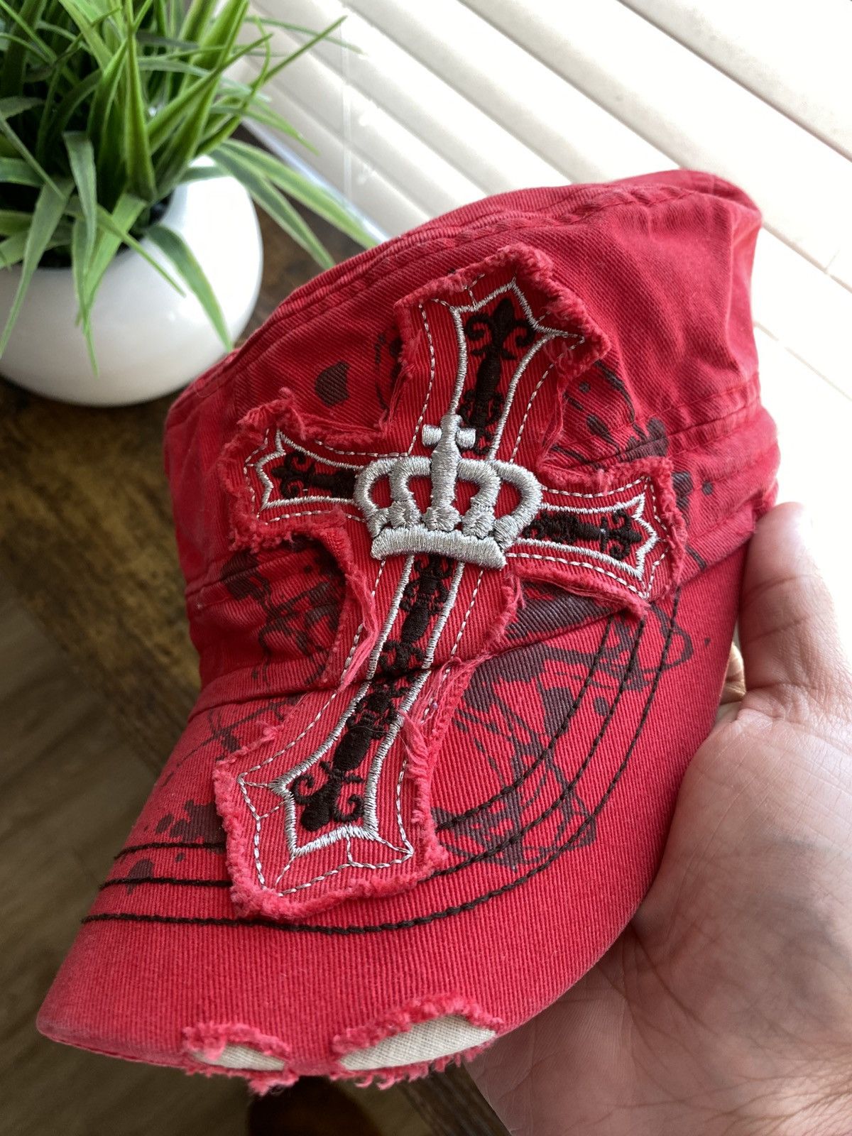 Other Y2K Cross Grunge Goth Army Hat Size ONE SIZE - 3 Thumbnail