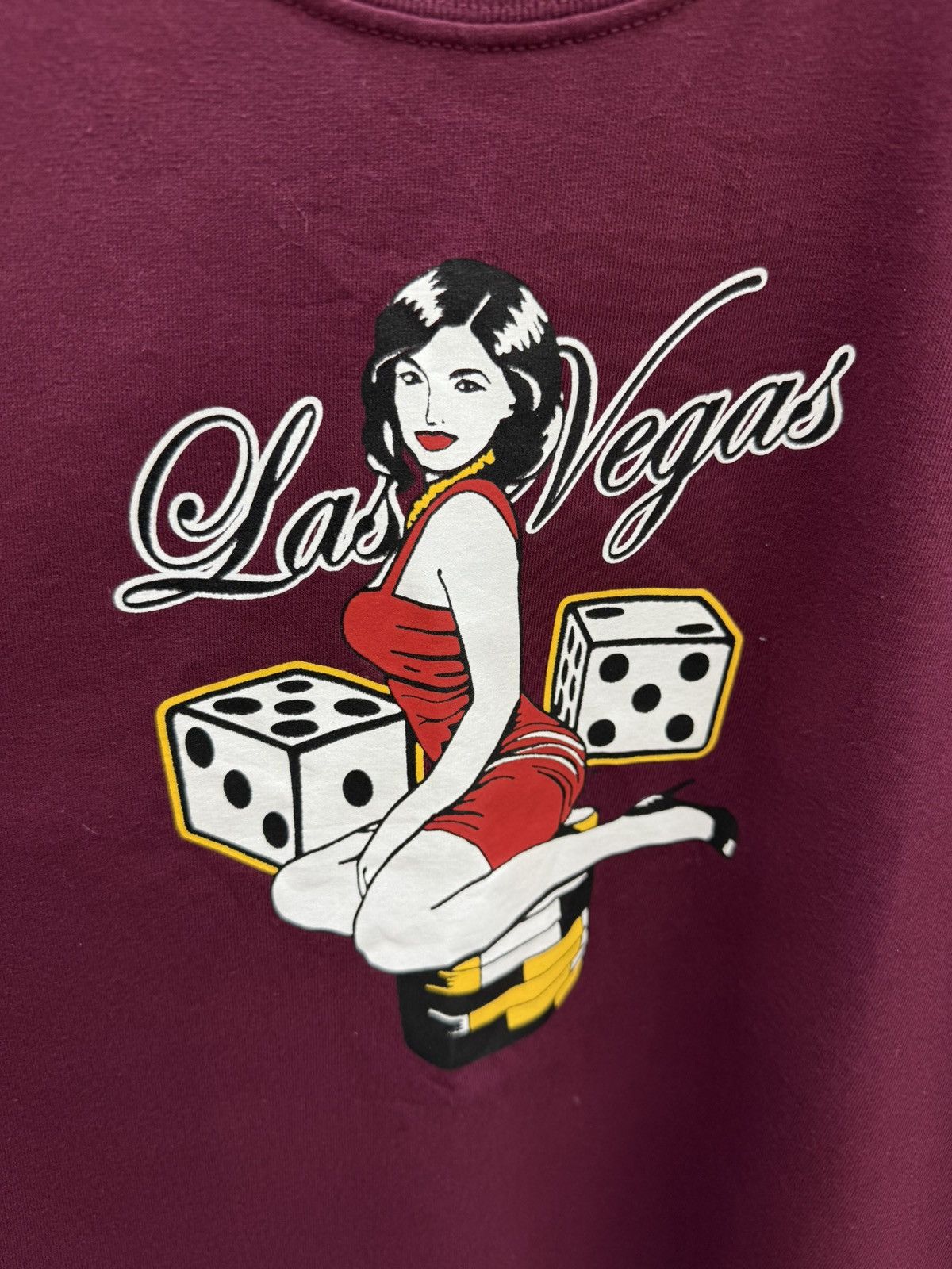 Vintage Las Vegas Girl Dice Hidden Poker Chips Printed Cotton Tee Size US L / EU 52-54 / 3 - 5 Thumbnail