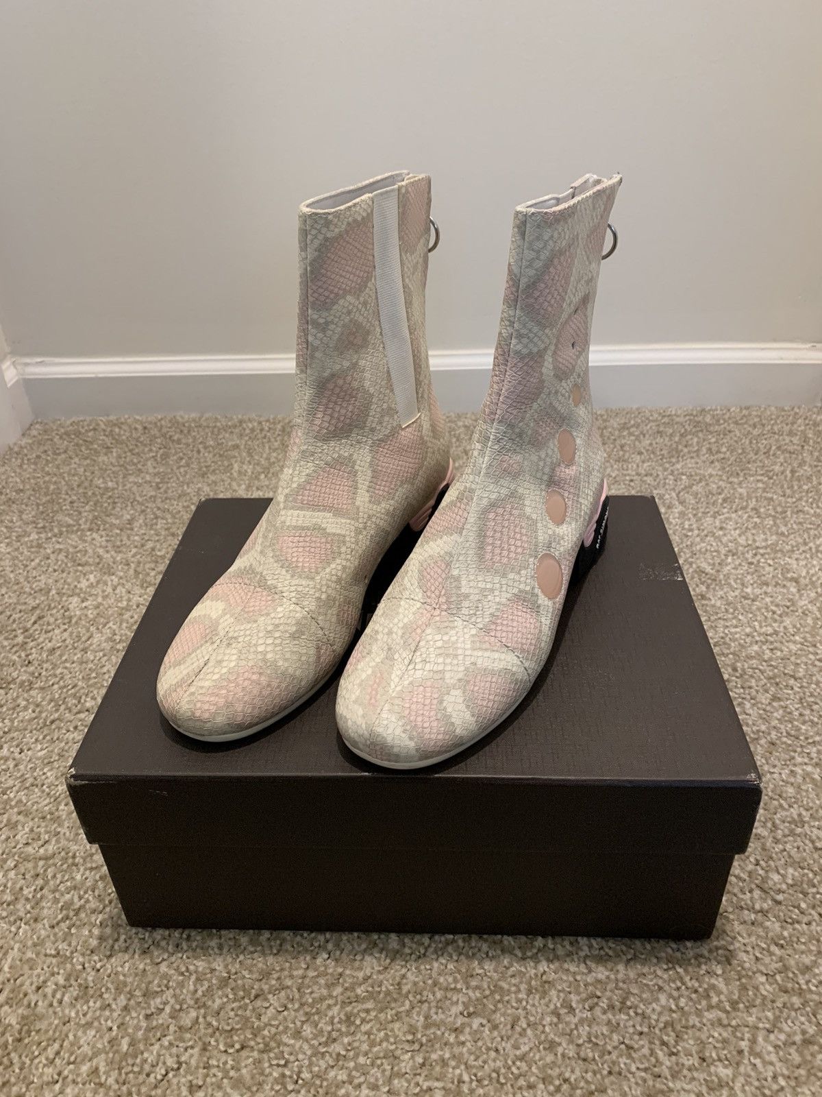 image of Raf Simons Solaris 21 Snakeskin Boot in White, Men's (Size 7)